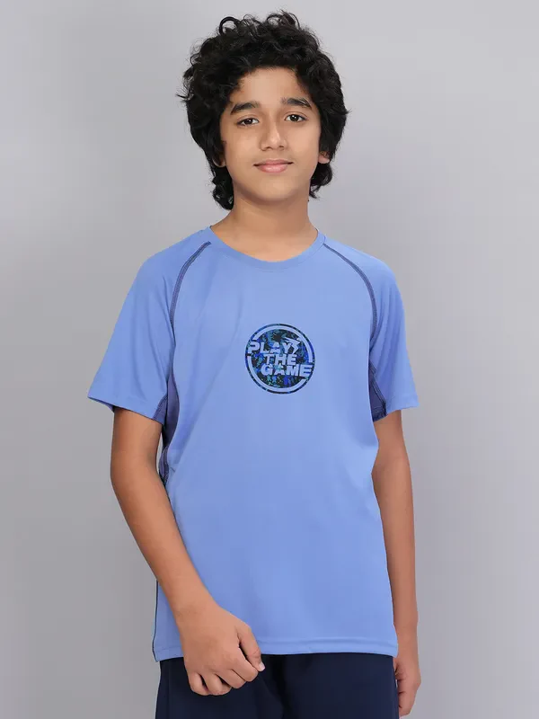 Boys Printed Slim Fit Crew Neck T-shirt with TECHNO COOL+