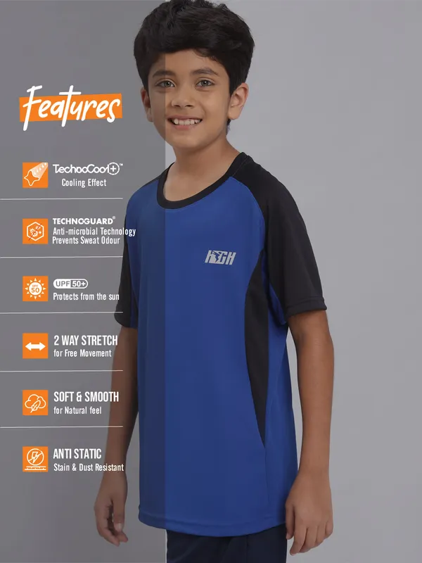 Boys Colorblock Slim Fit Crew Neck T-shirt with TECHNO COOL+ - Image 3