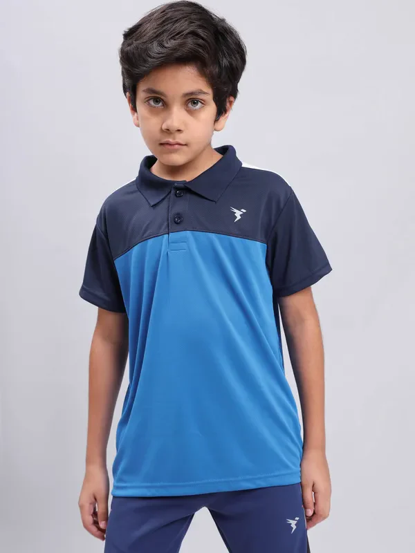 Boys Colorblock Slim Fit Polo T-shirt with TECHNO COOL+