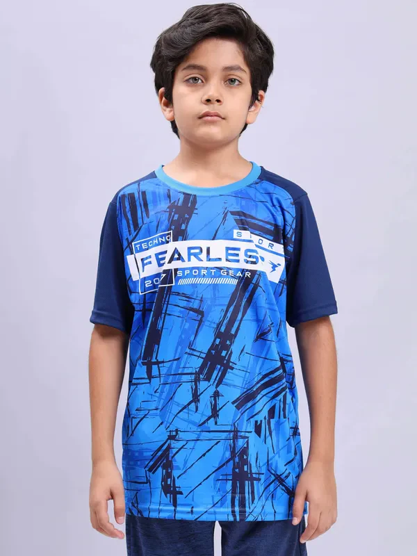 Boys Printed Slim Fit Crew Neck T-shirt with TECHNOLITE - Image 3