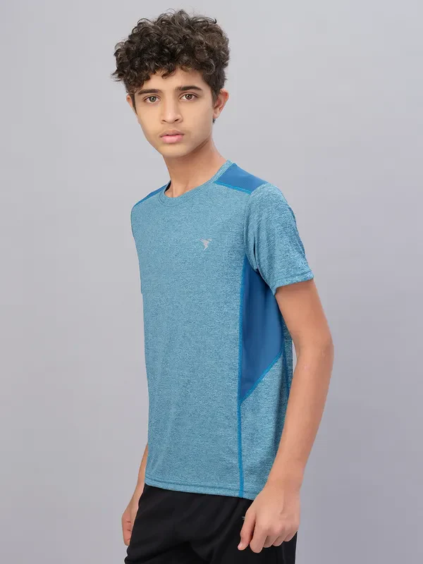 Boys Melange Slim Fit Crew Neck T-shirt with DOUBLE COOL - Image 2