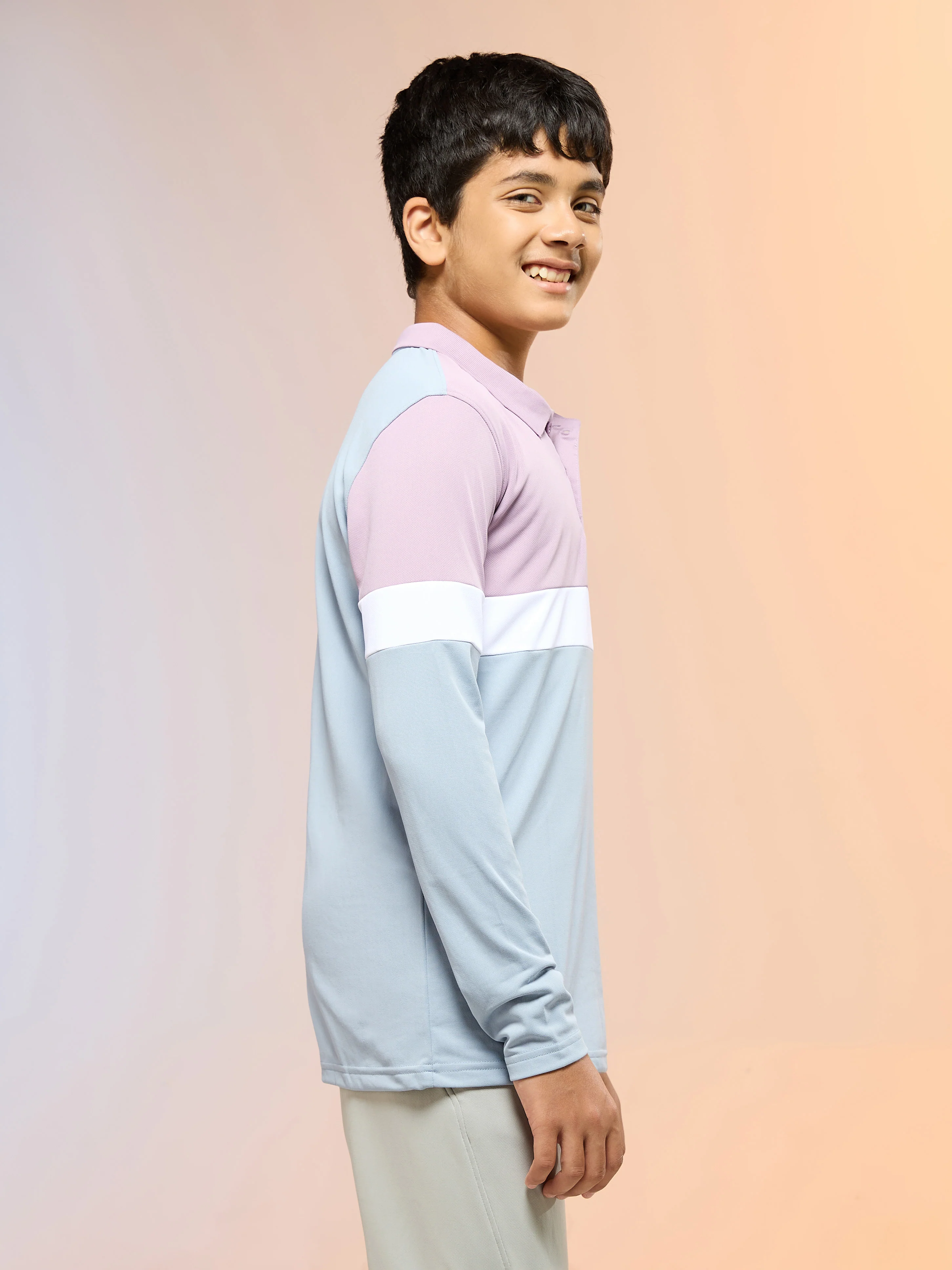 Boys Colorblock Slim Fit Polo Sports T-shirt with TECHNO DRY - Image 4