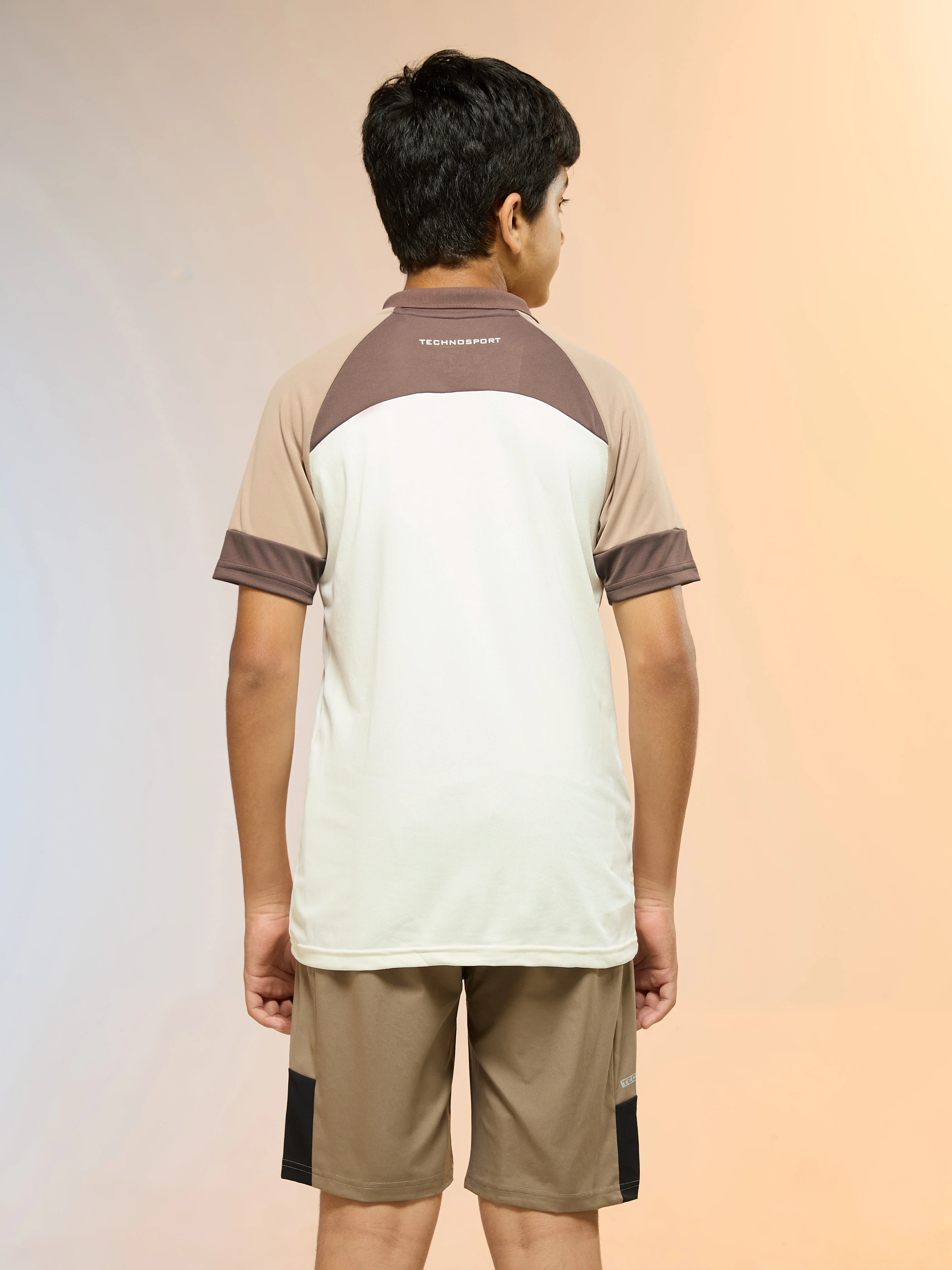 Boys Colorblock Slim Fit Polo Sports T-shirt with TECHNO DRY - Image 3