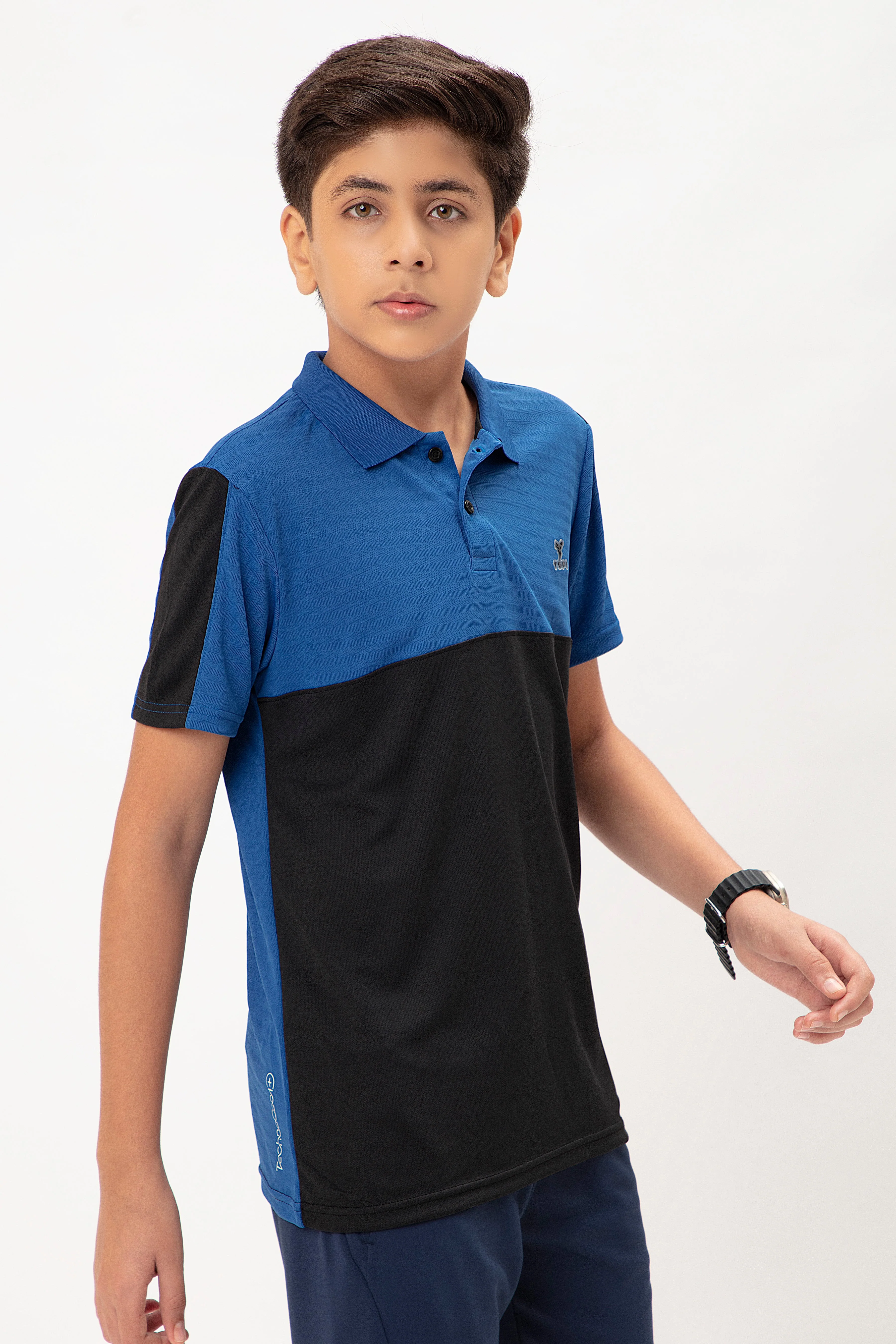 Boys Colorblock Slim Fit Polo T-shirt with TECHNO COOL+ - Image 3