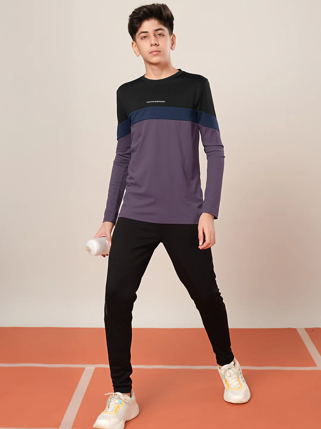 Boys Colorblock Slim Fit Round Neck Sports T-shirt with TECHNO DRY - Image 5
