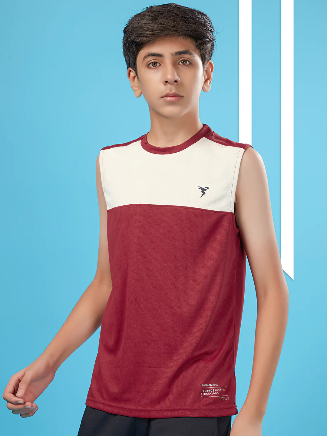 Boys Colorblock Slim Fit Round Neck T-shirt with TECHNO COOL+ - Image 3