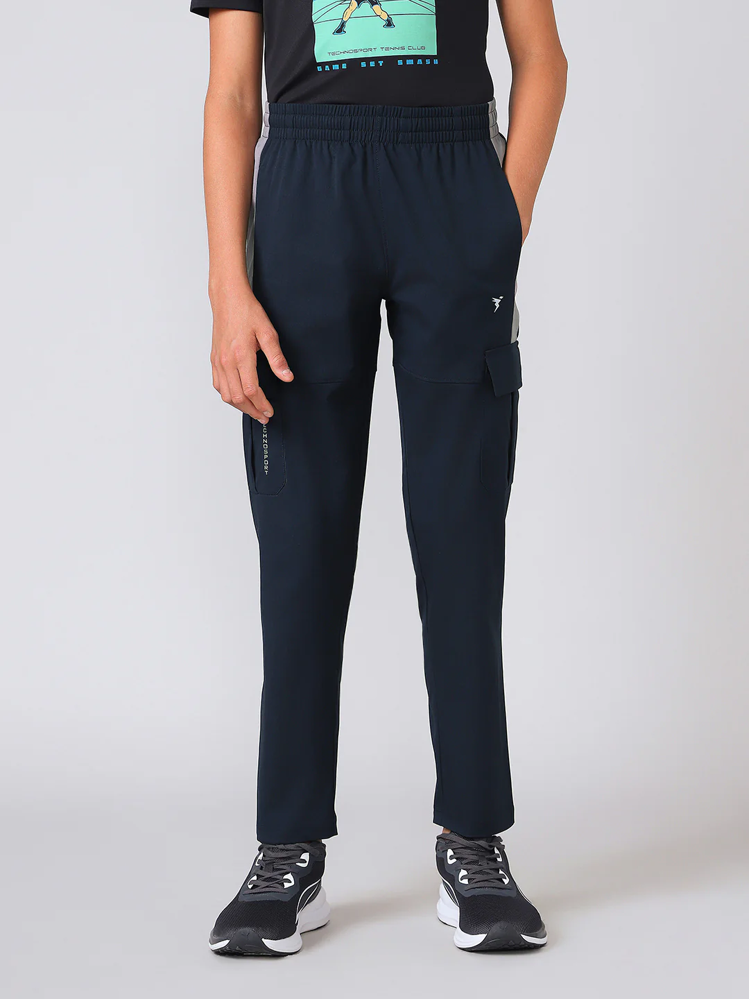 Boys Colorblock Straight Fit Sports Cargo Trackpants with TS FLEXI - Image 2