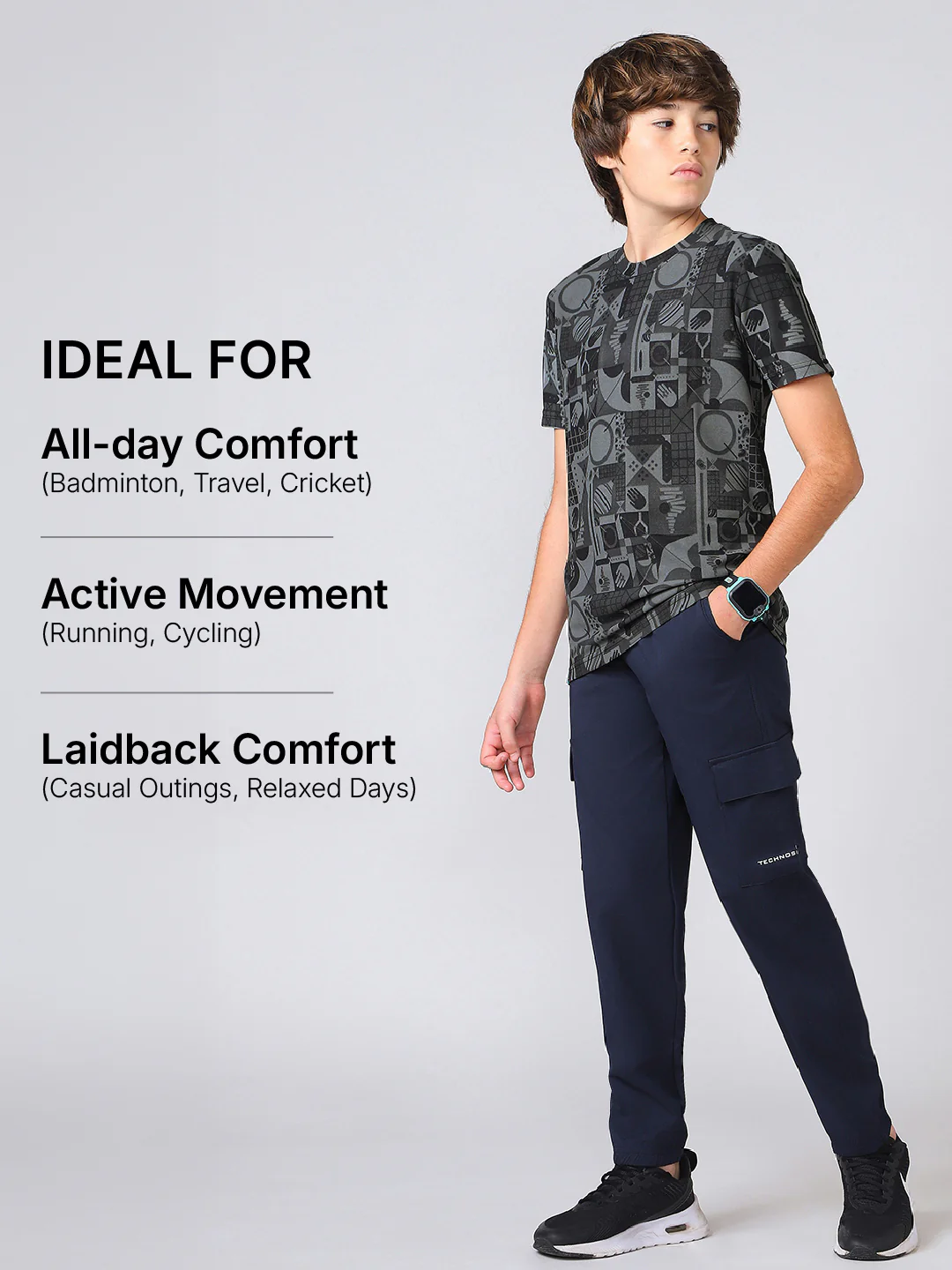 Boys Jacquard Slim Fit Crew Neck Sports T-shirt with MATPIQ - Image 6