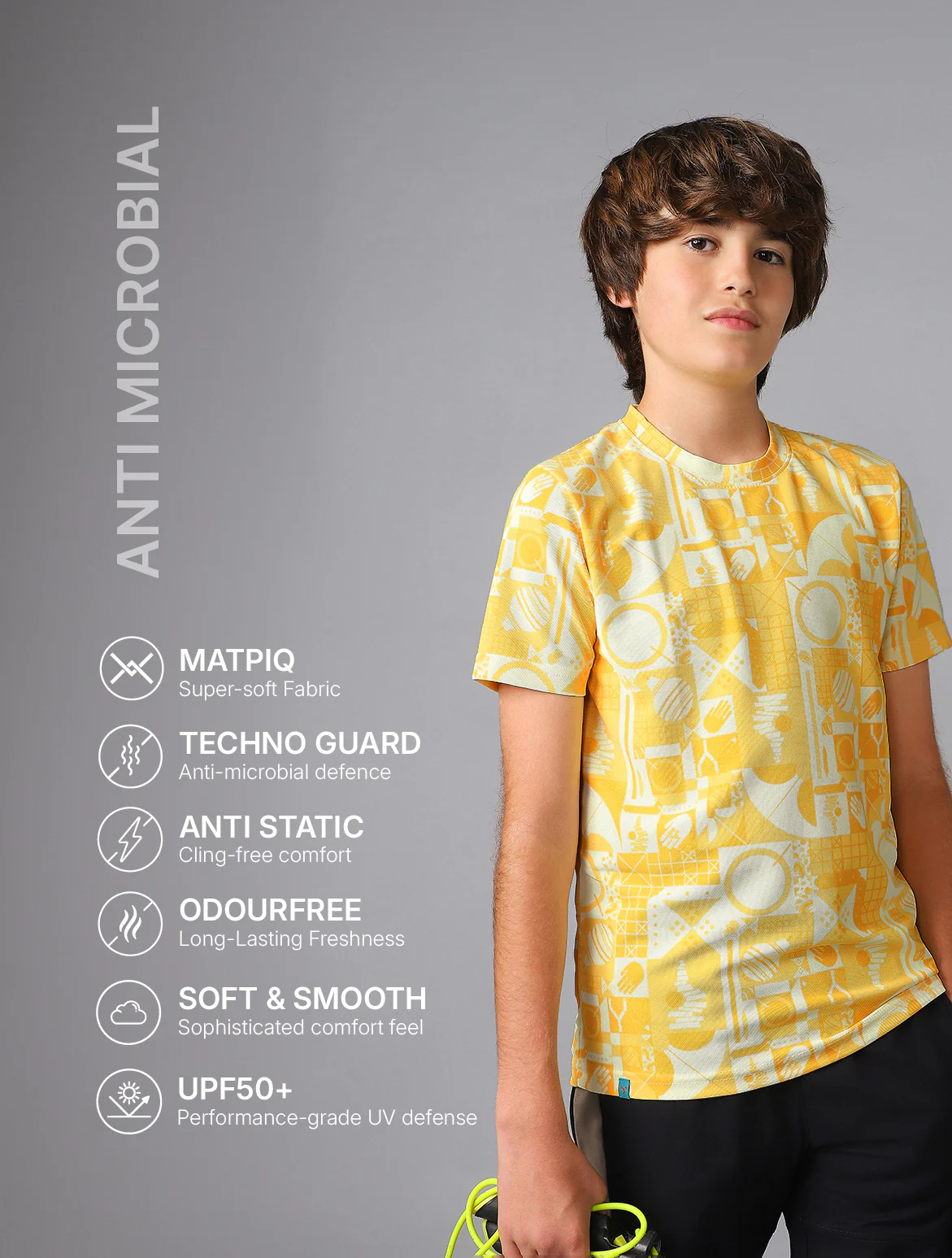 Boys Jacquard Slim Fit Crew Neck Sports T-shirt with MATPIQ - Image 4
