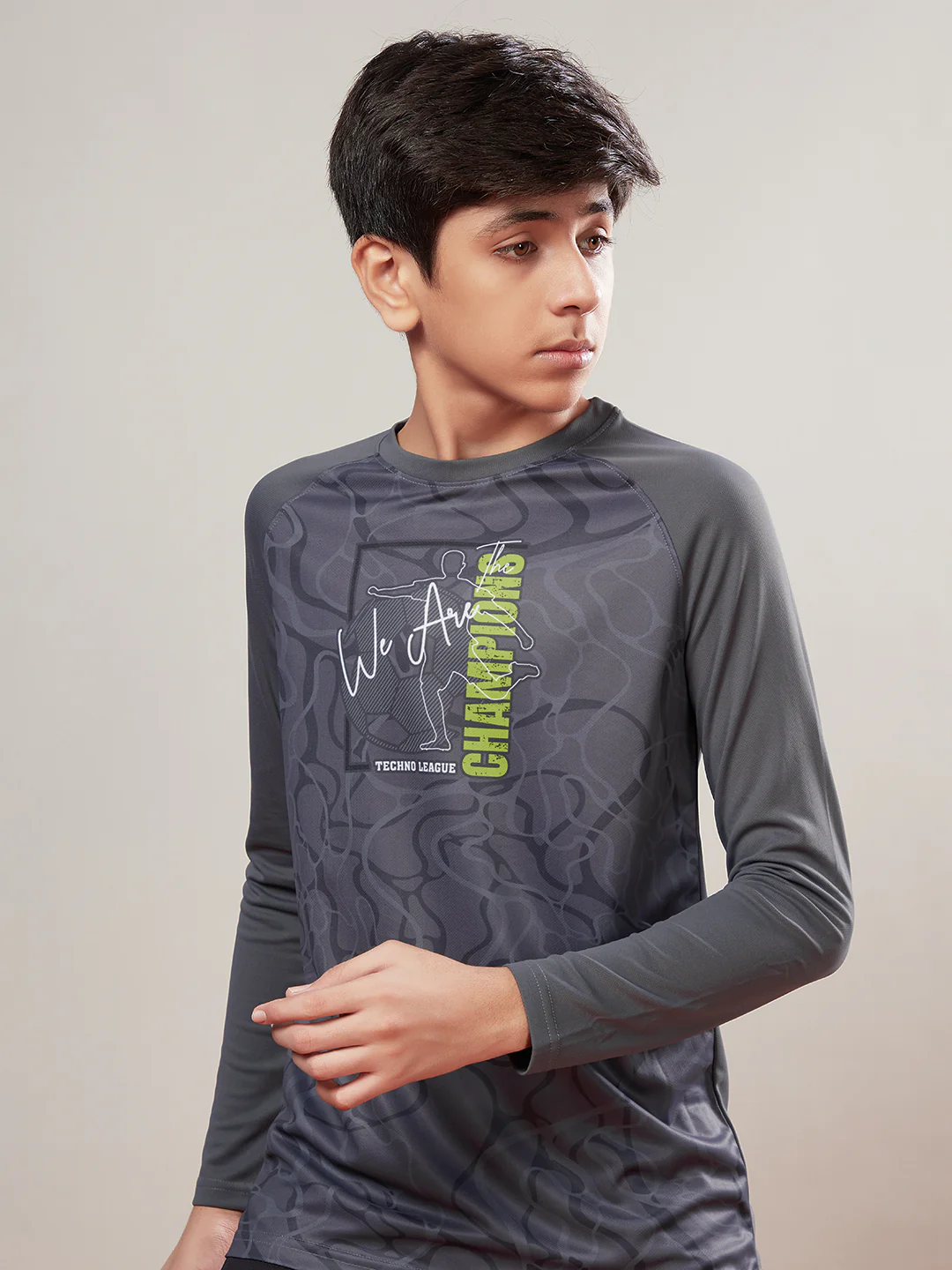 Boys Printed Slim Fit Crew Neck T-shirt with TECHNO COOL+ - Image 3