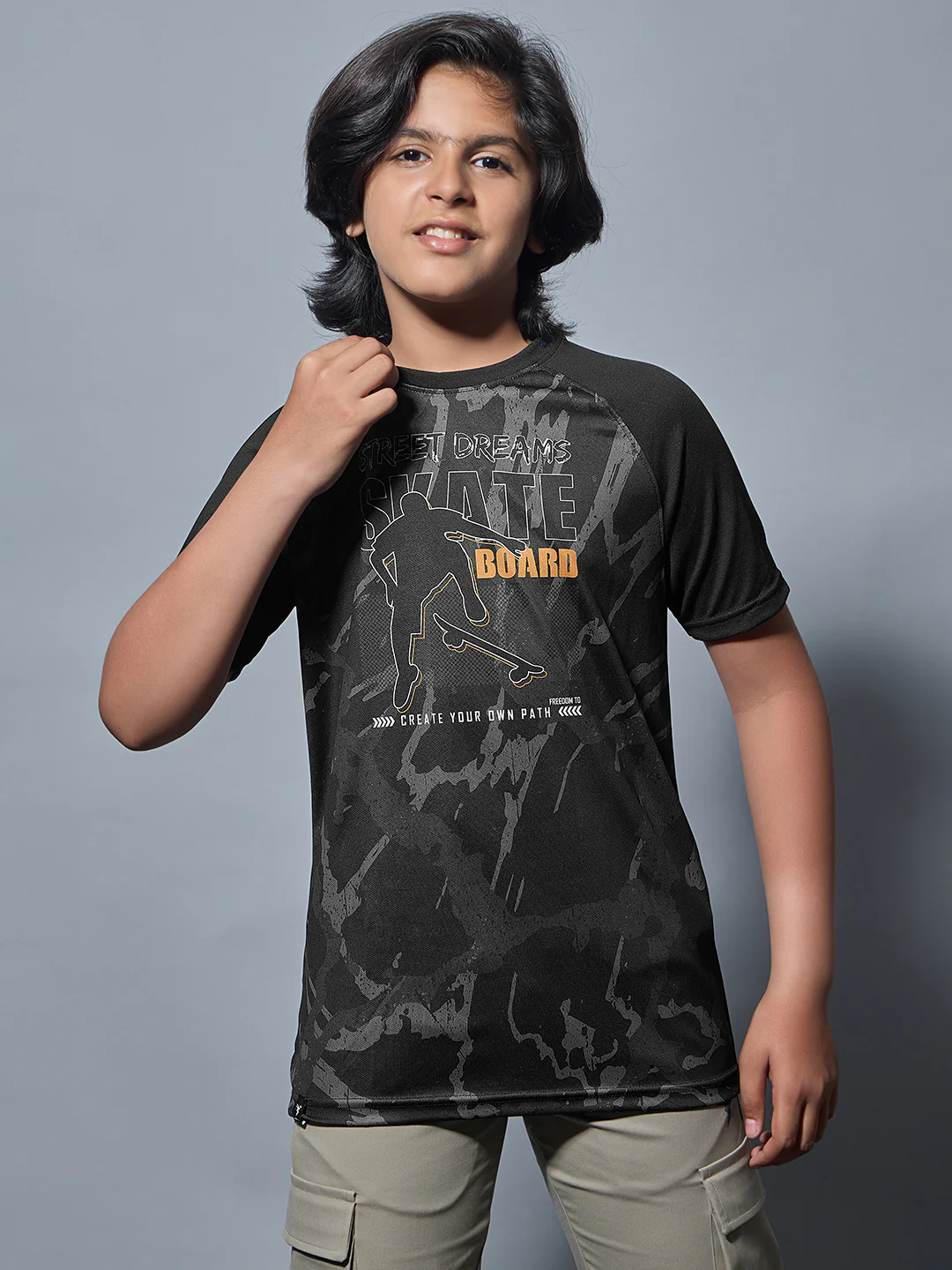 Boys Printed Slim Fit Crew Neck T-shirt with TECHNOLITE - Image 2