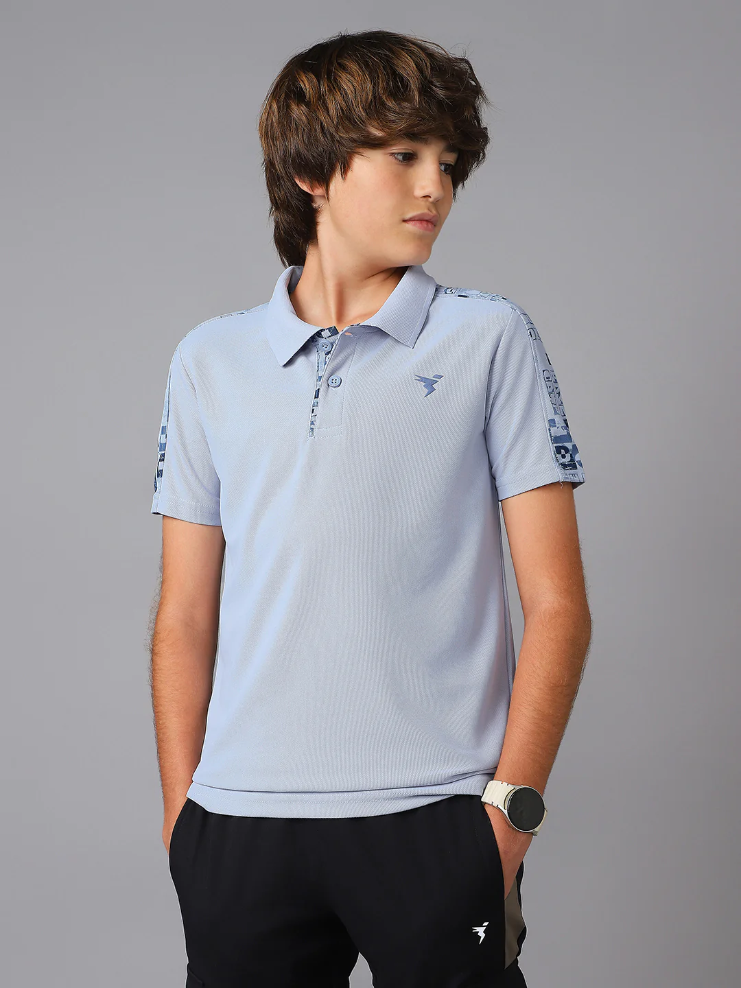 Boys Printed Slim Fit Polo Sports T-shirt with MATPIQ