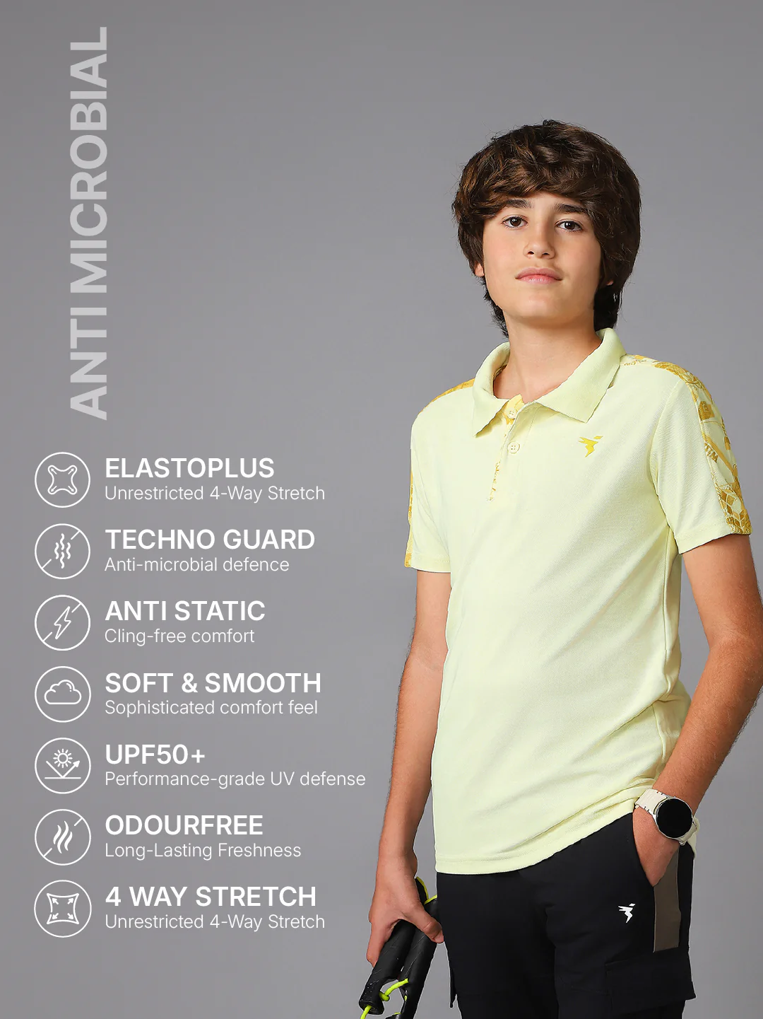 Boys Printed Slim Fit Polo Sports T-shirt with MATPIQ - Image 4