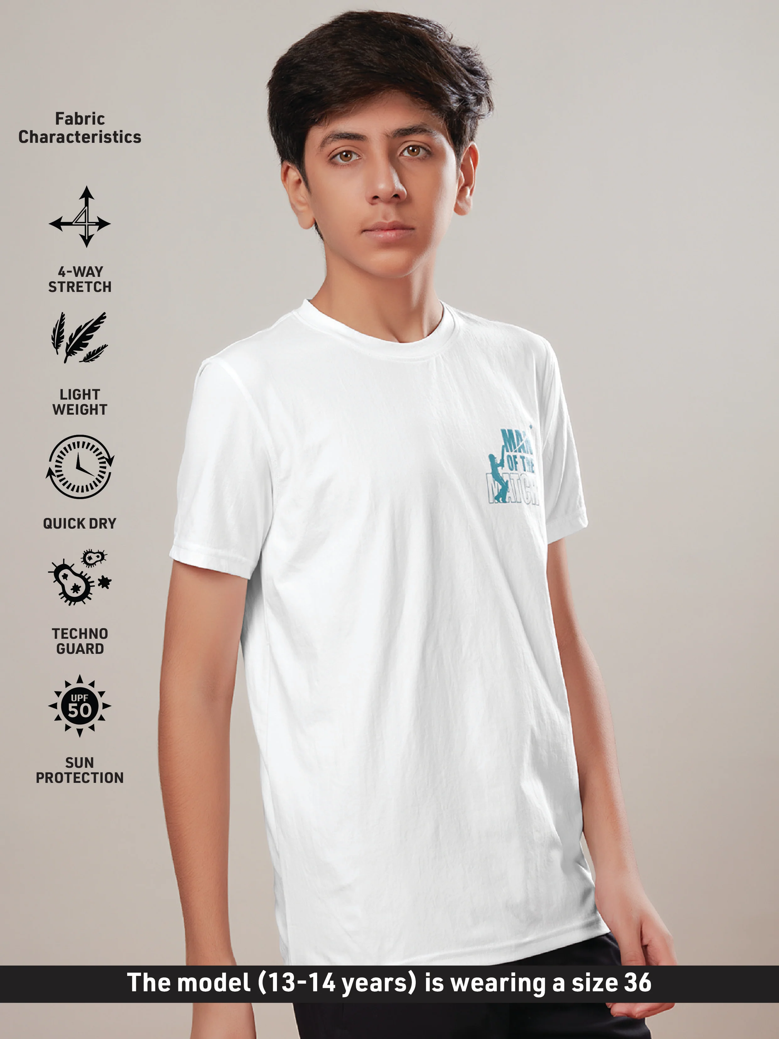Boys Printed Slim Fit Round Neck Sports T-shirt with COTFLEX - Image 3