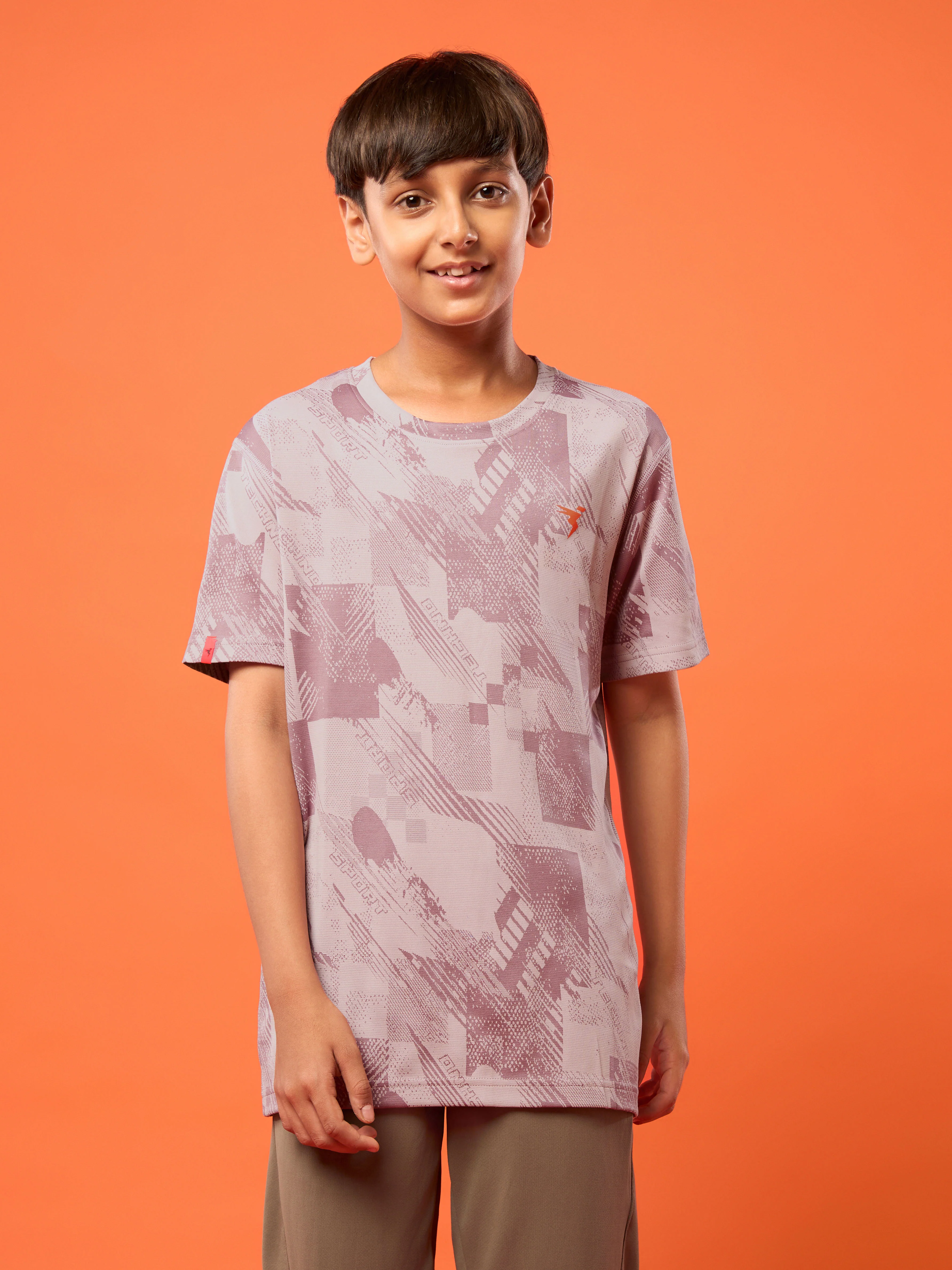Boys Self Design Slim Fit Crew Neck T-shirt with DOUBLE COOL - Image 2