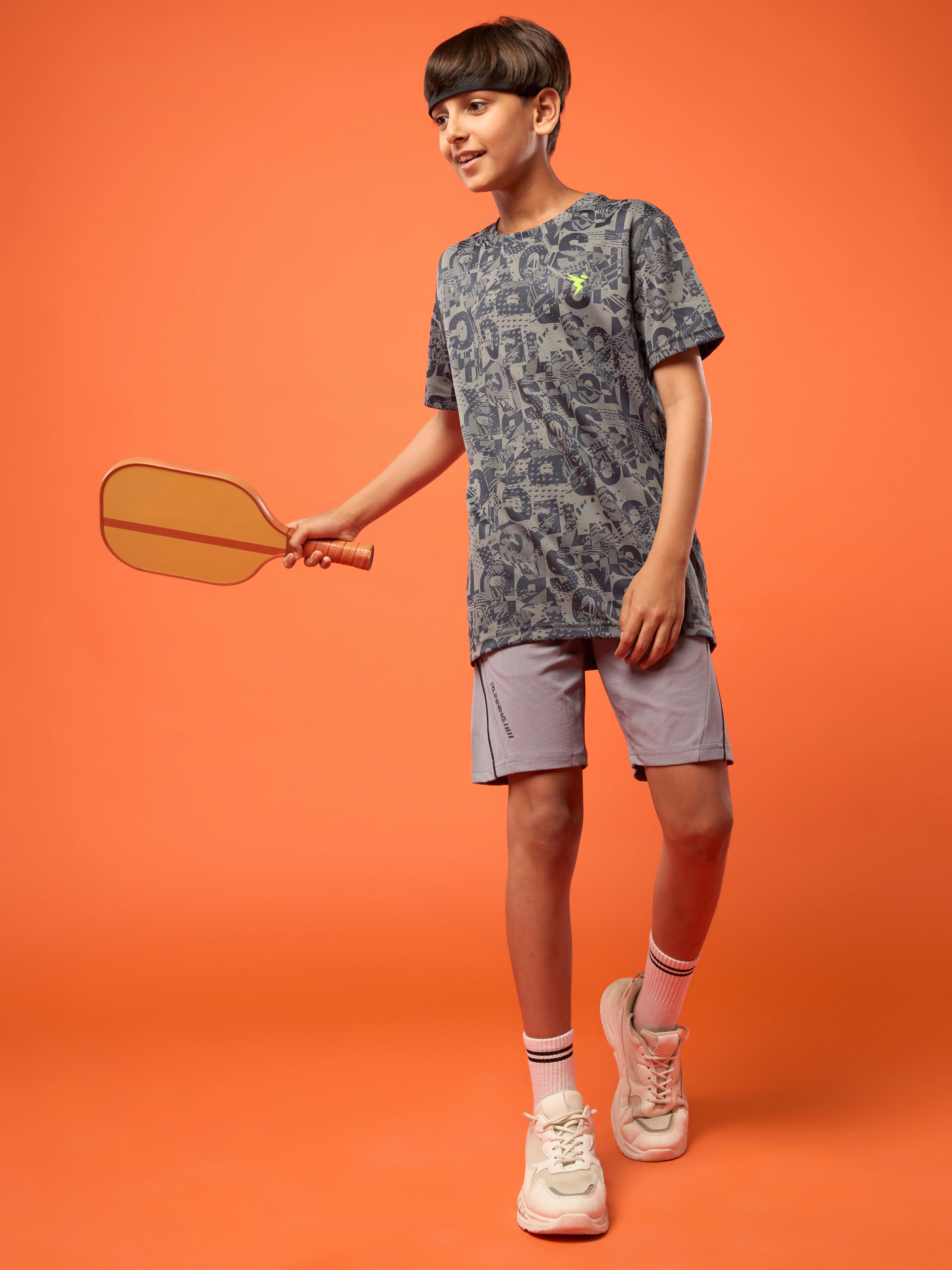 Boys Self Design Slim Fit Crew Neck T-shirt with DOUBLE COOL - Image 5