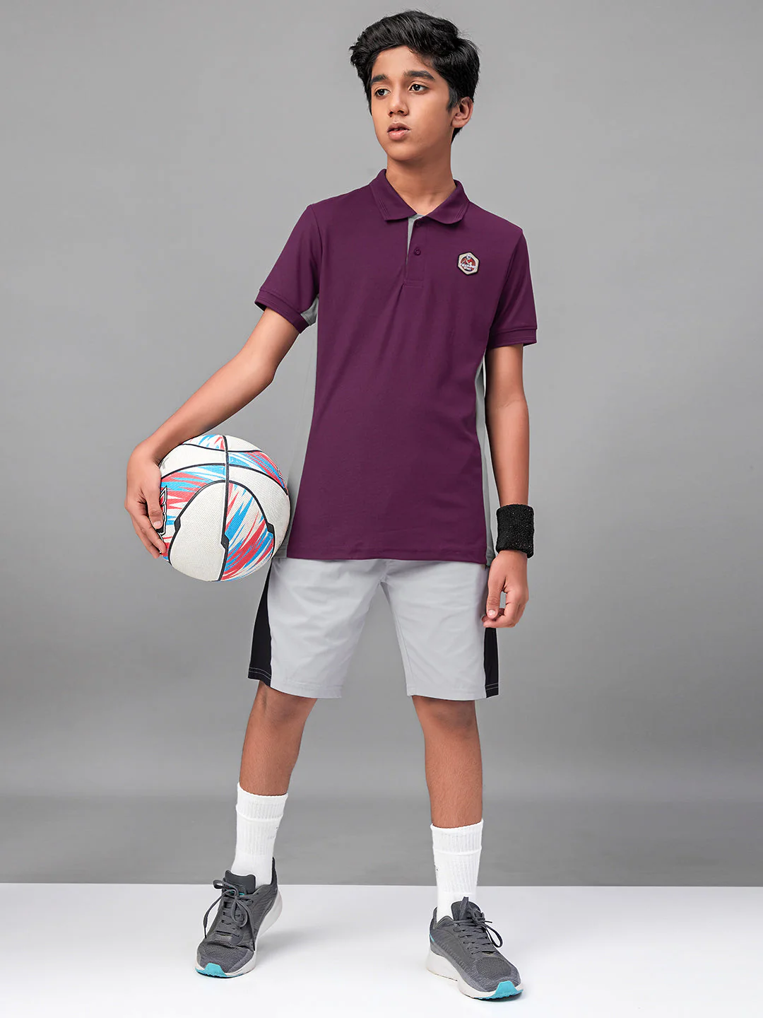 Boys Solid Slim Fit Polo Sports T-shirt with MATPIQ - Image 2