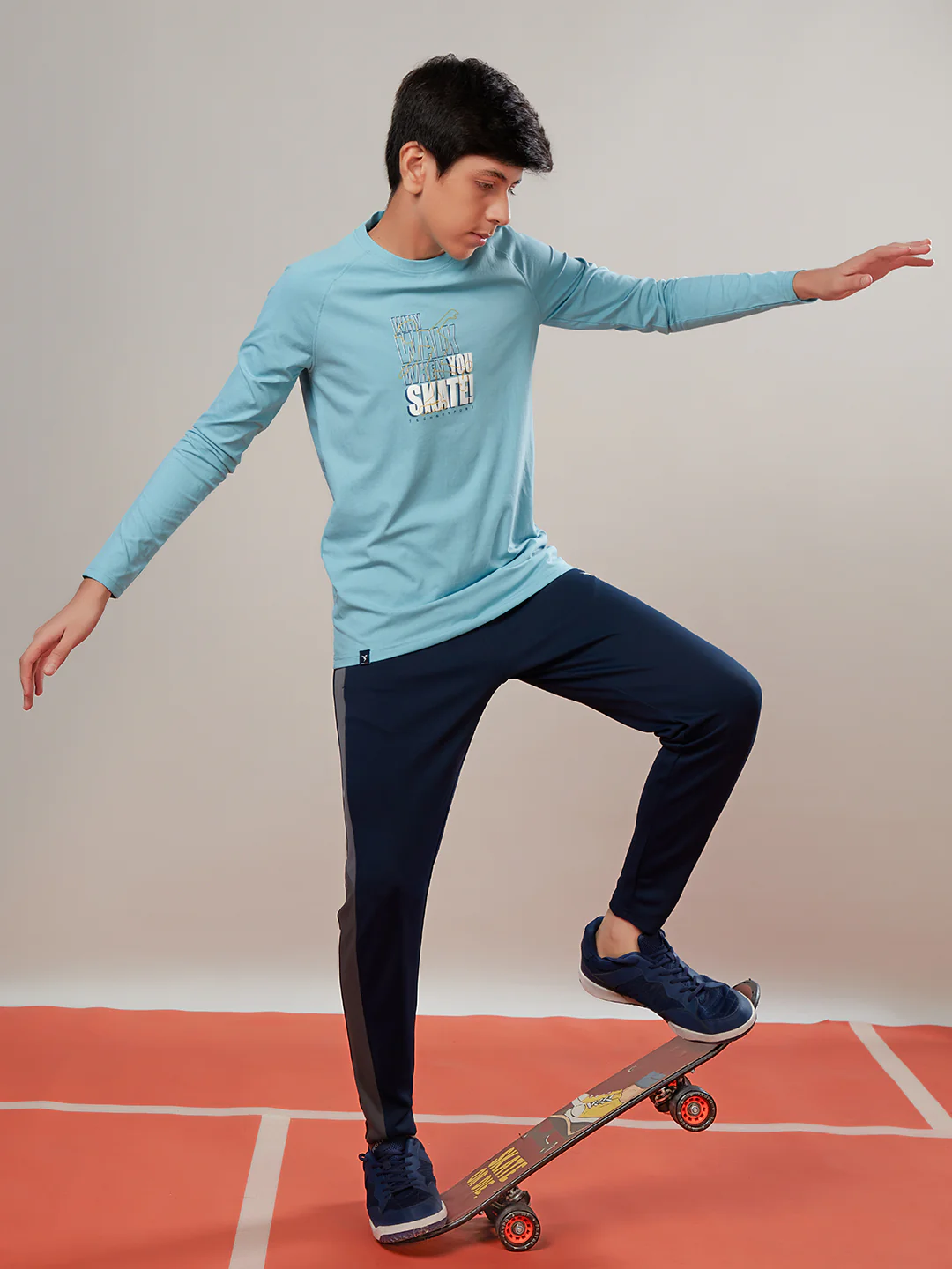 Boys Solid Slim Fit Round Neck Sports T-shirt with COTFLEX - Image 4