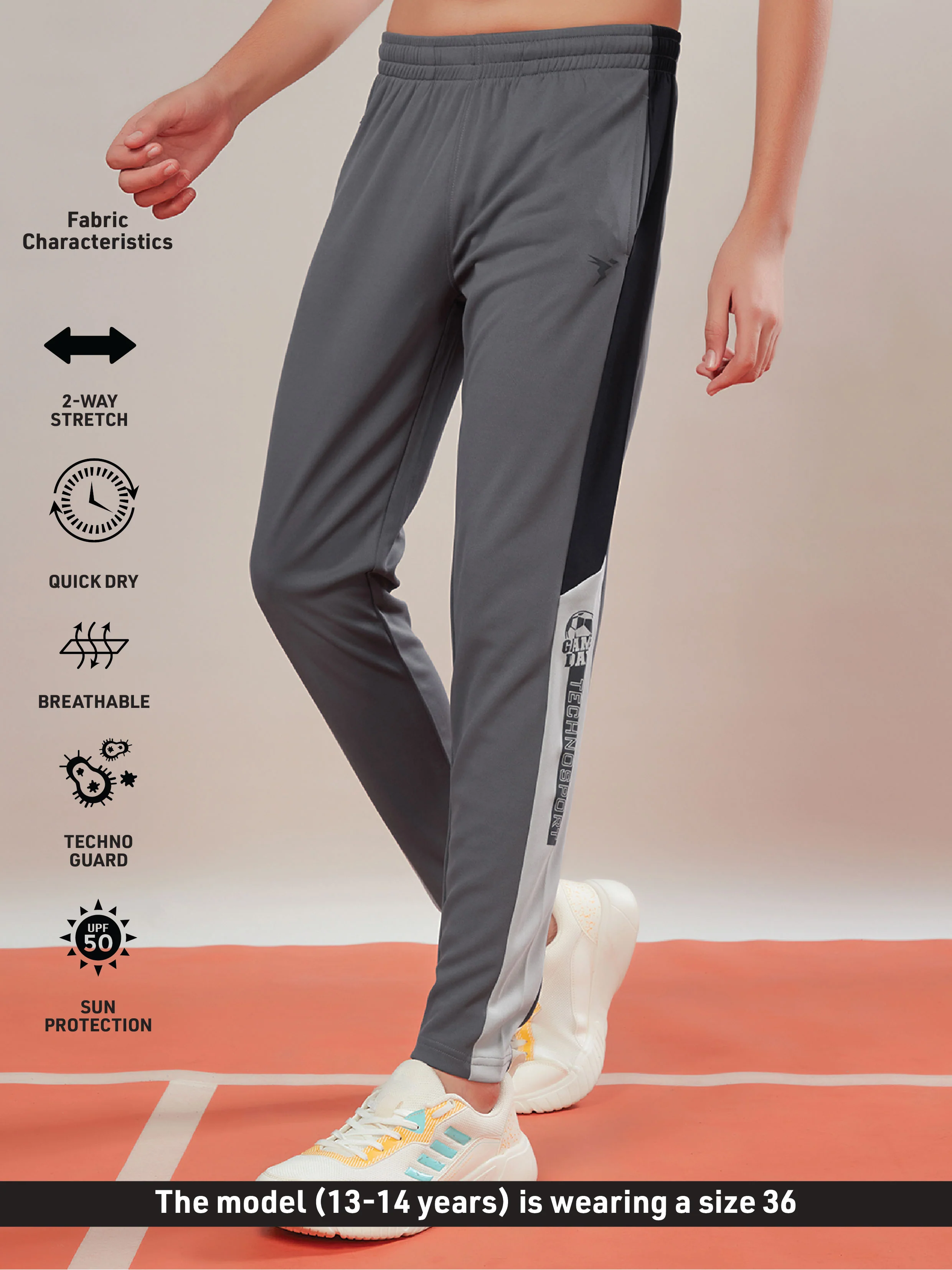 Boys Solid Slim Fit Sports Trackpants with TECHNO DRY - Image 4