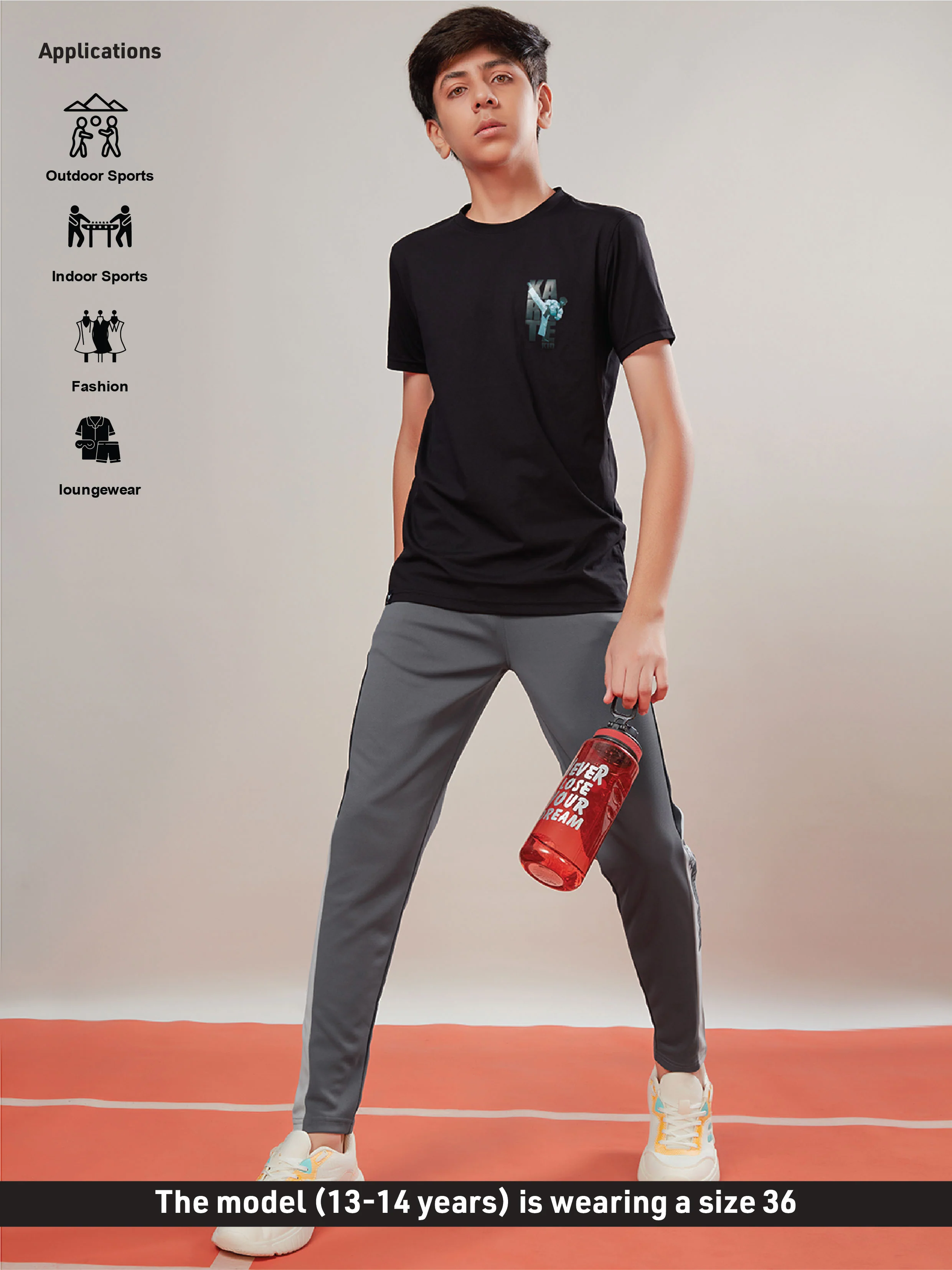 Boys Solid Slim Fit Sports Trackpants with TECHNO DRY - Image 5
