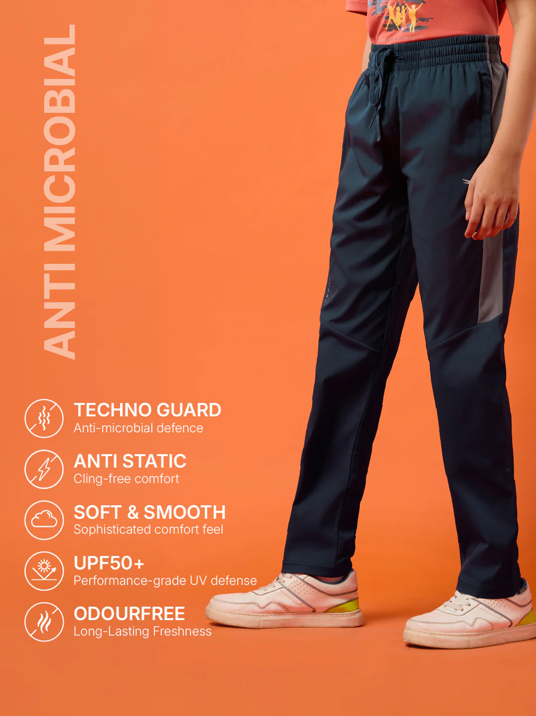 Boys Solid Slim Fit Sports Trackpants with TS FLEXI - Image 4