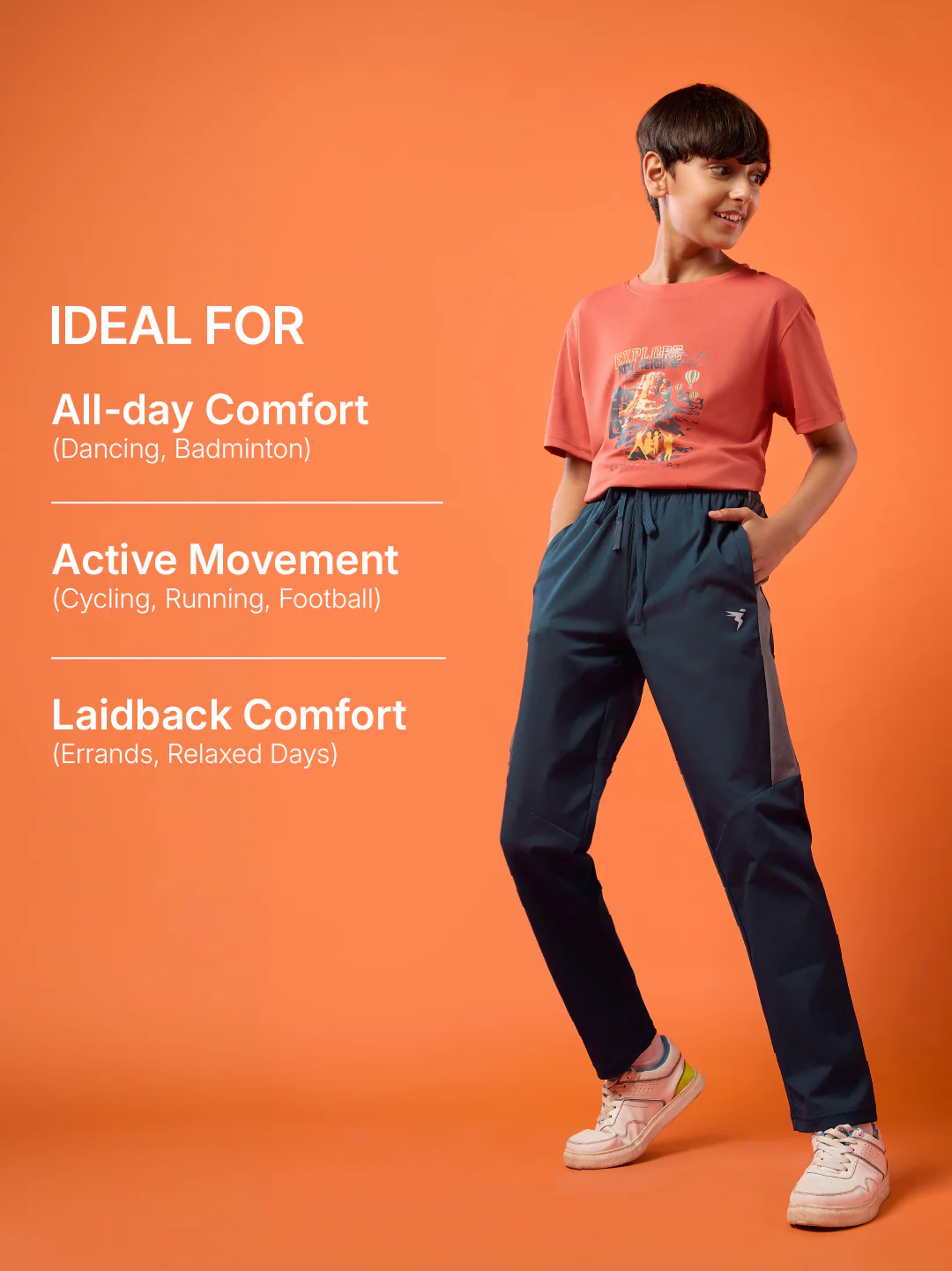 Boys Solid Slim Fit Sports Trackpants with TS FLEXI - Image 6