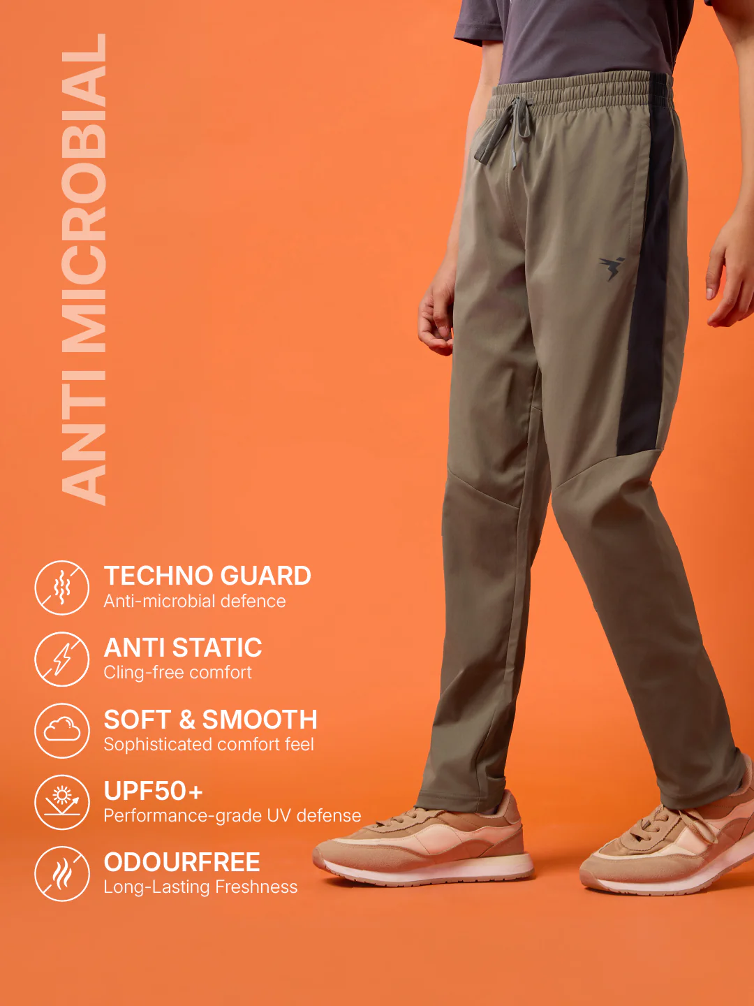 Boys Solid Slim Fit Sports Trackpants with TS FLEXI - Image 4