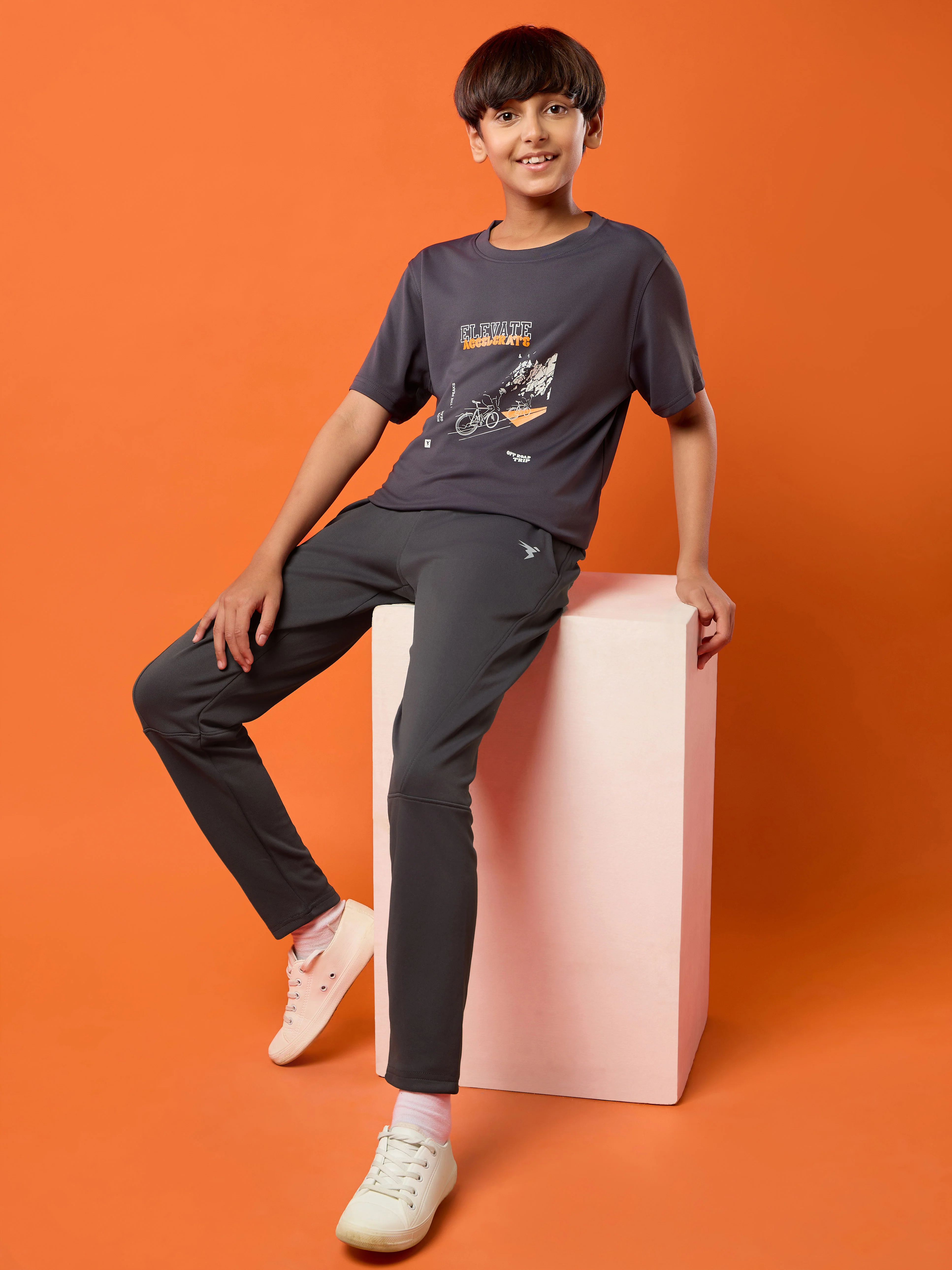 Boys Solid Slim Fit Trackpants with TECHNO GUARD - Image 5