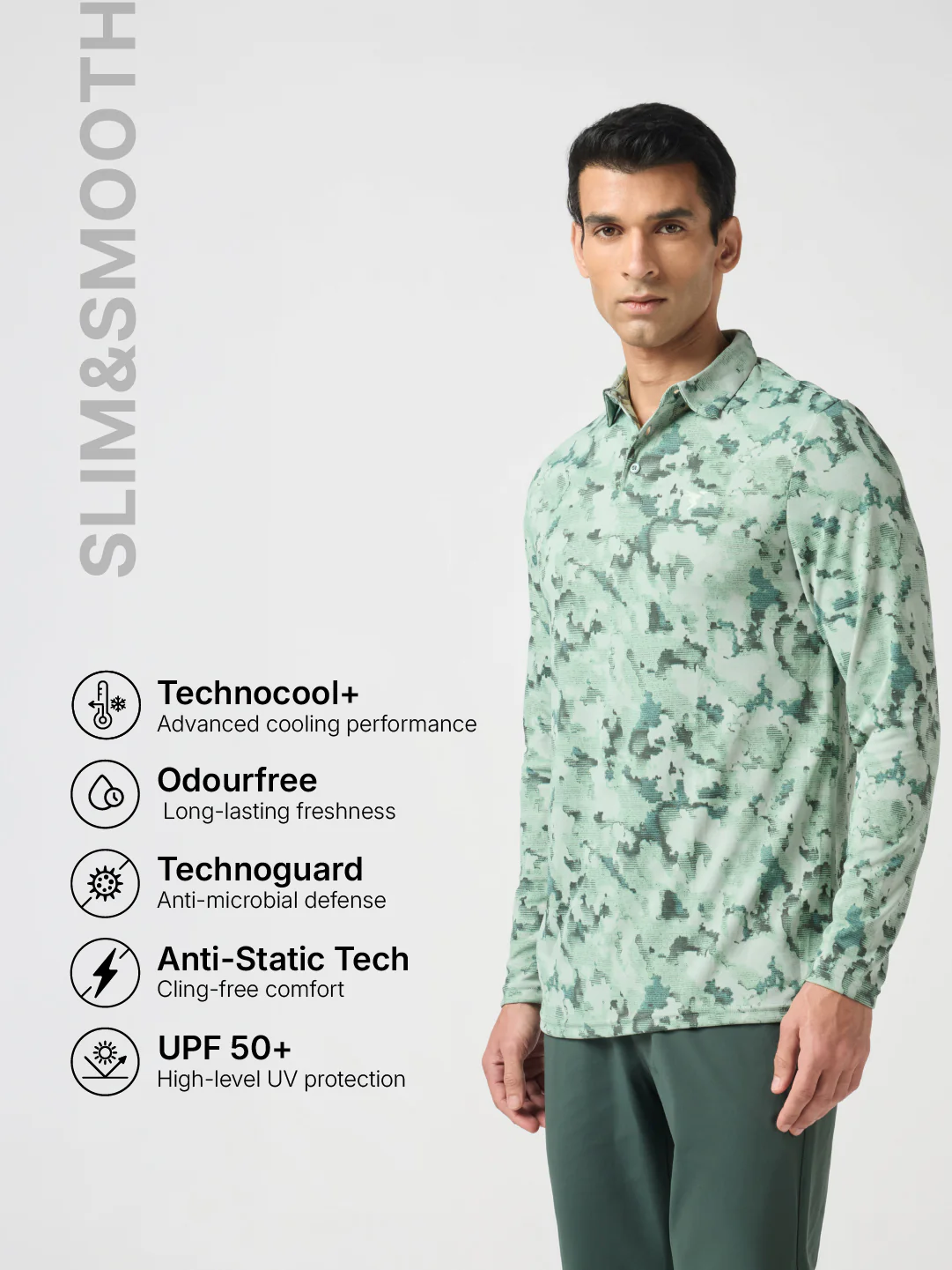 Men Abstract Printed Slim Fit Henley Neck Sports T-Shirt with TECHNOCOOL+ - Image 4