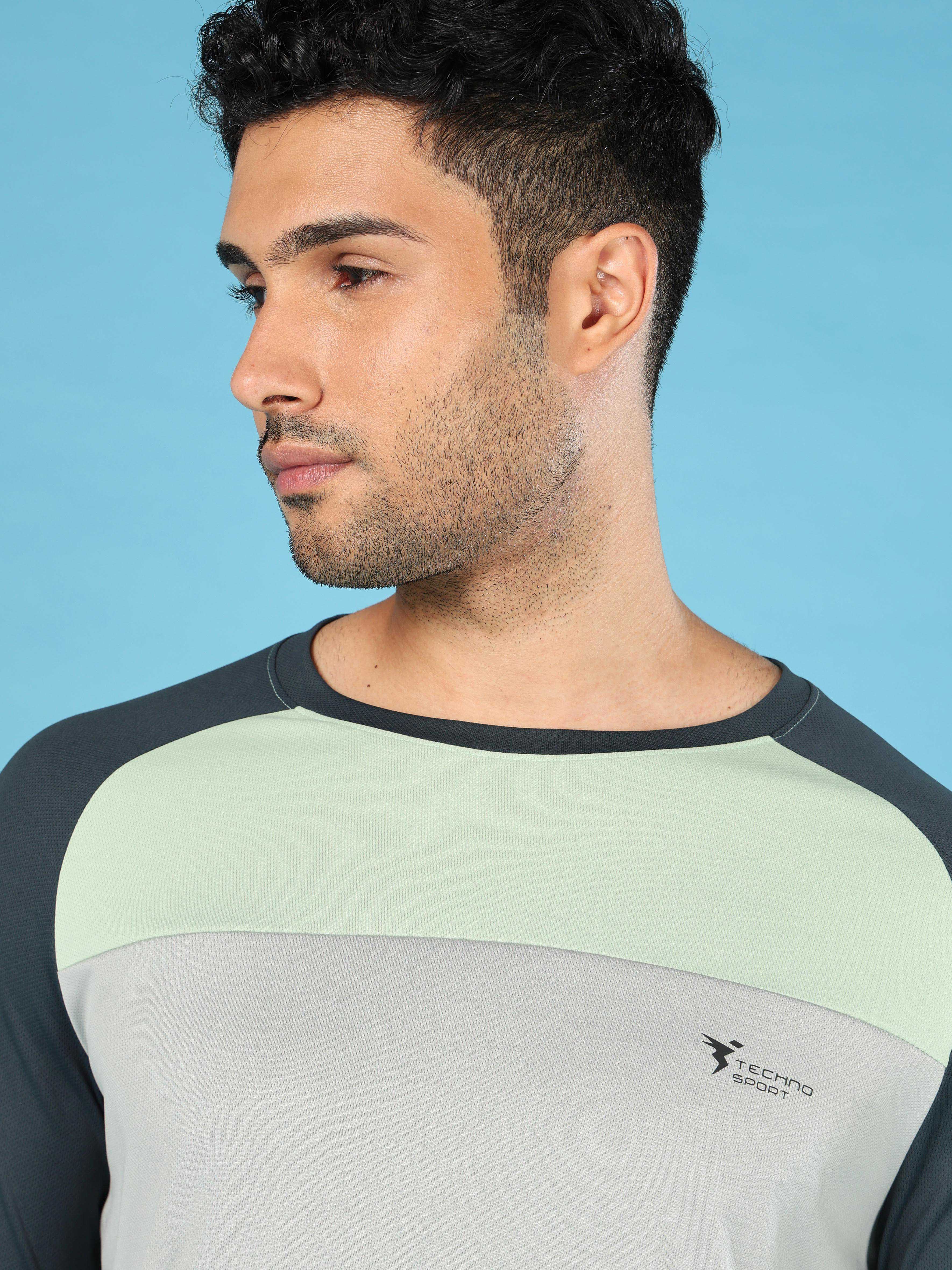 Men Colorblock Slim Fit Crew Neck T-shirt with TECHNO COOL+ - Image 6