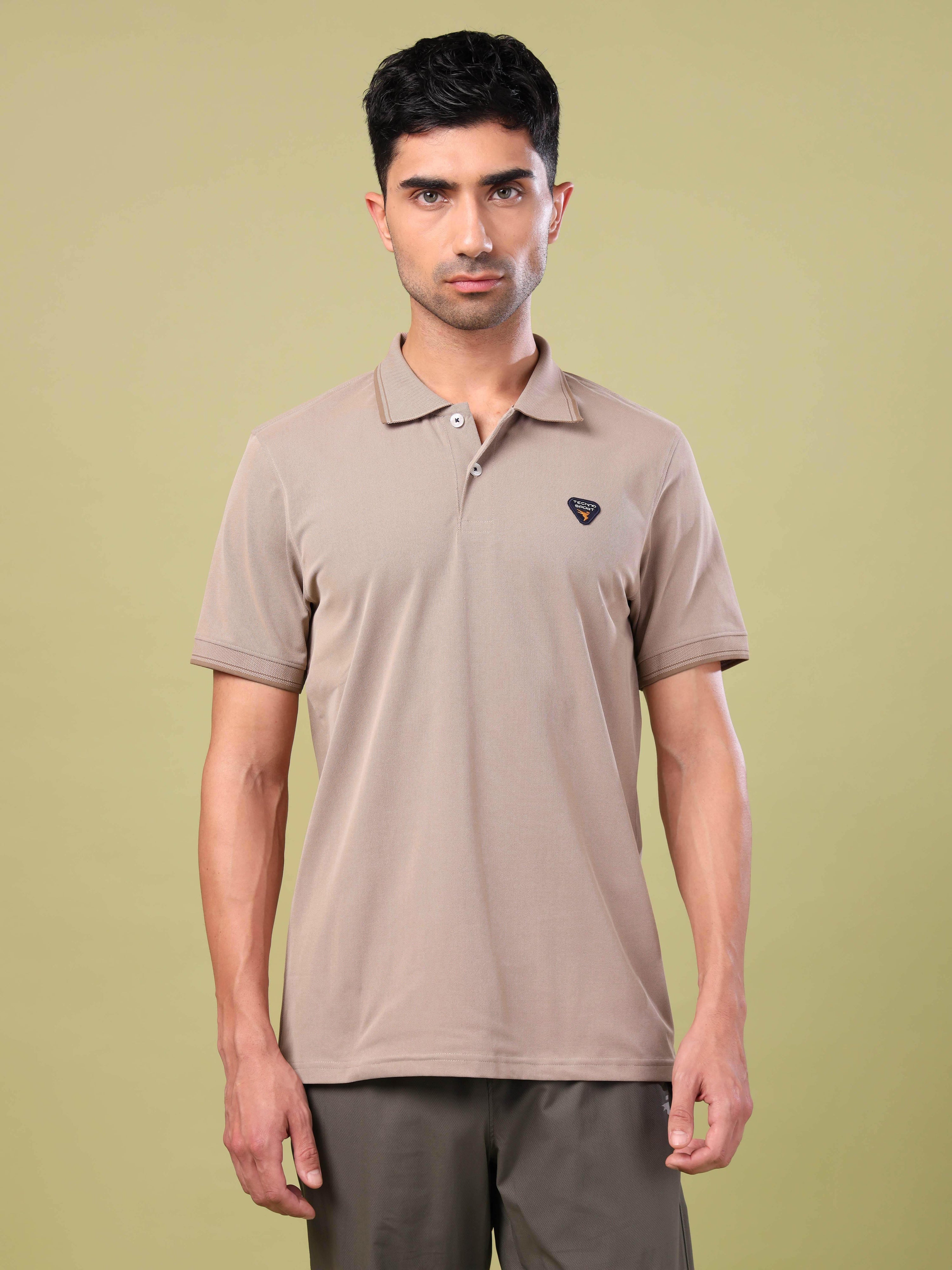 Men Solid Slim Fit Polo T-shirt with ELASTO PLUS - Image 2