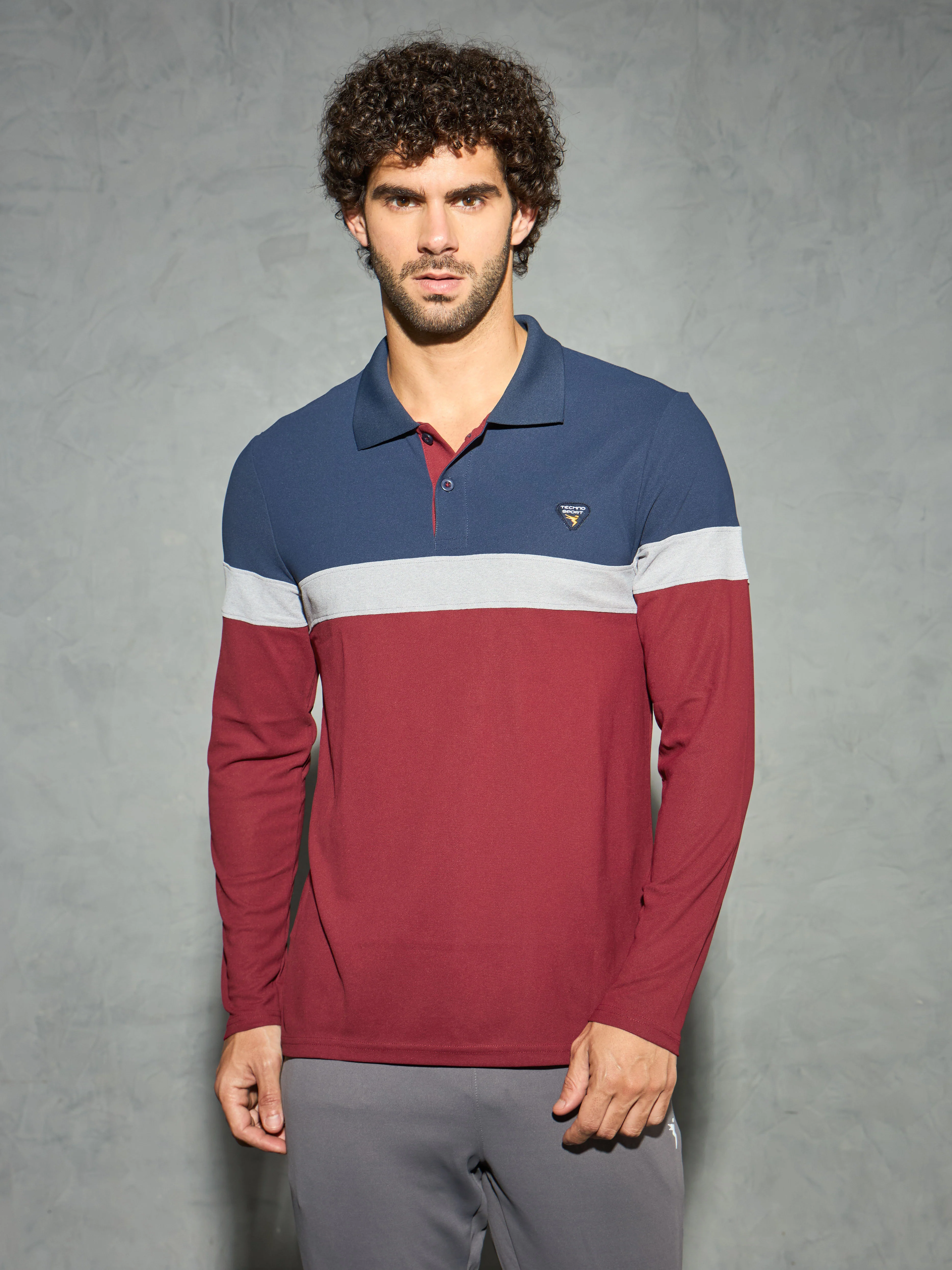 Men Colorblock Slim Fit Polo T-shirt with MATPIQ - Image 2