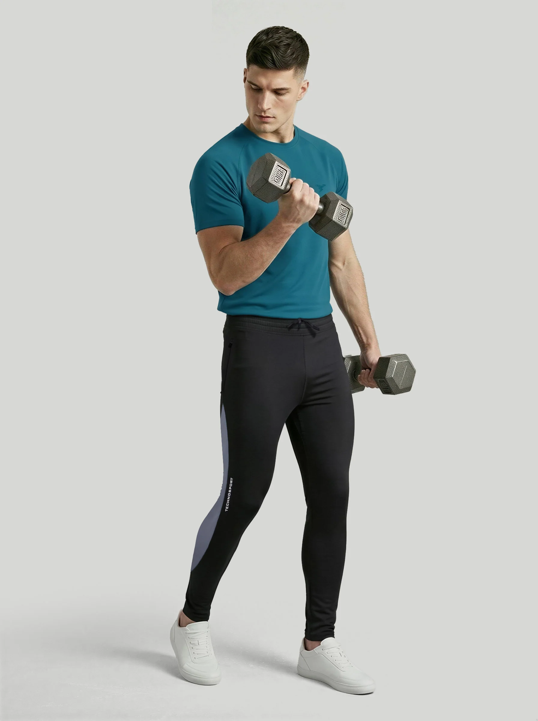 Men Colorblock Slim Fit Trackpants with TECHNO DRY - Image 2