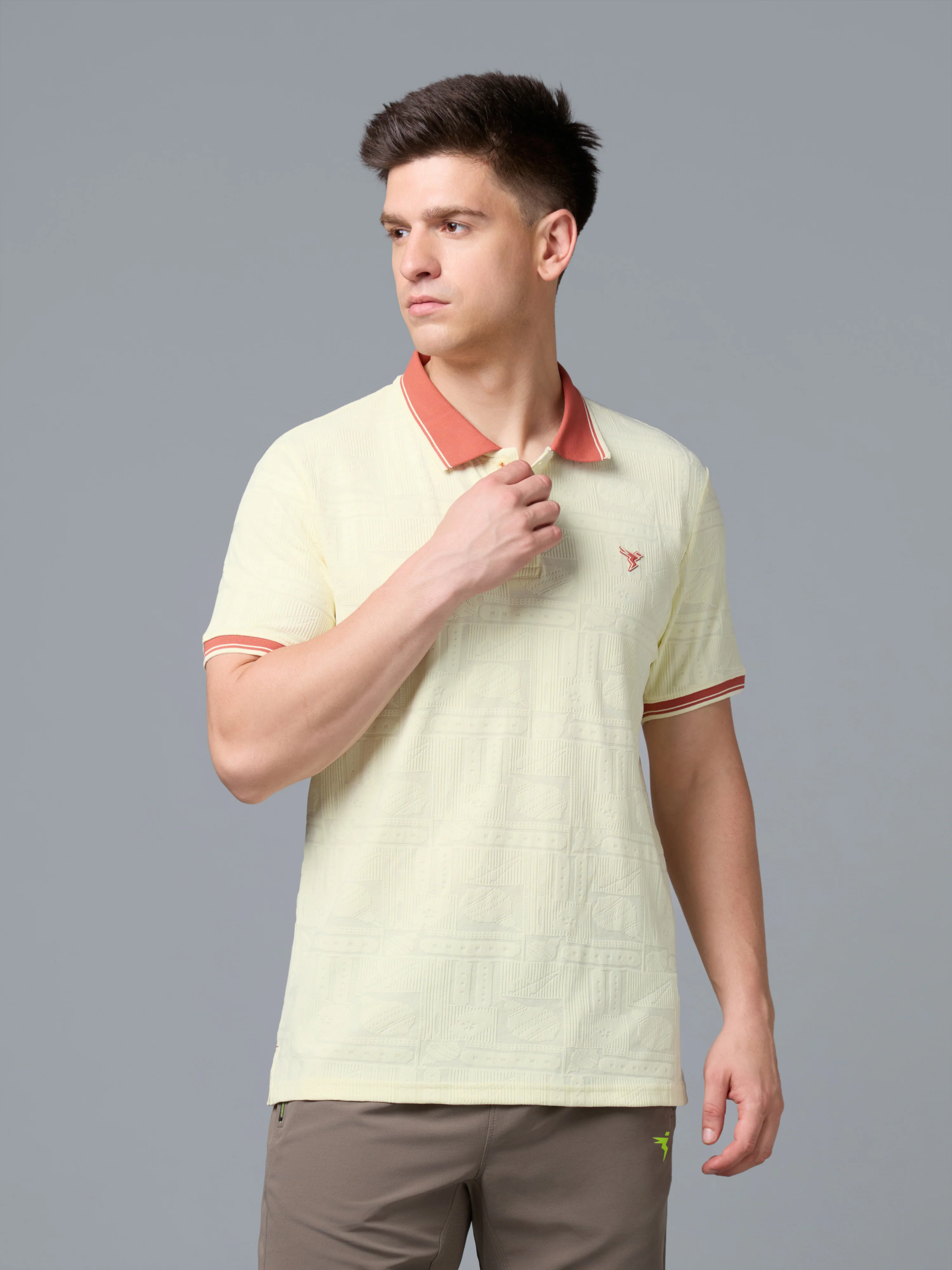 Men Jacquard Casual Regular Fit Athletic Polo T-Shirt with COTFLEX - Image 2