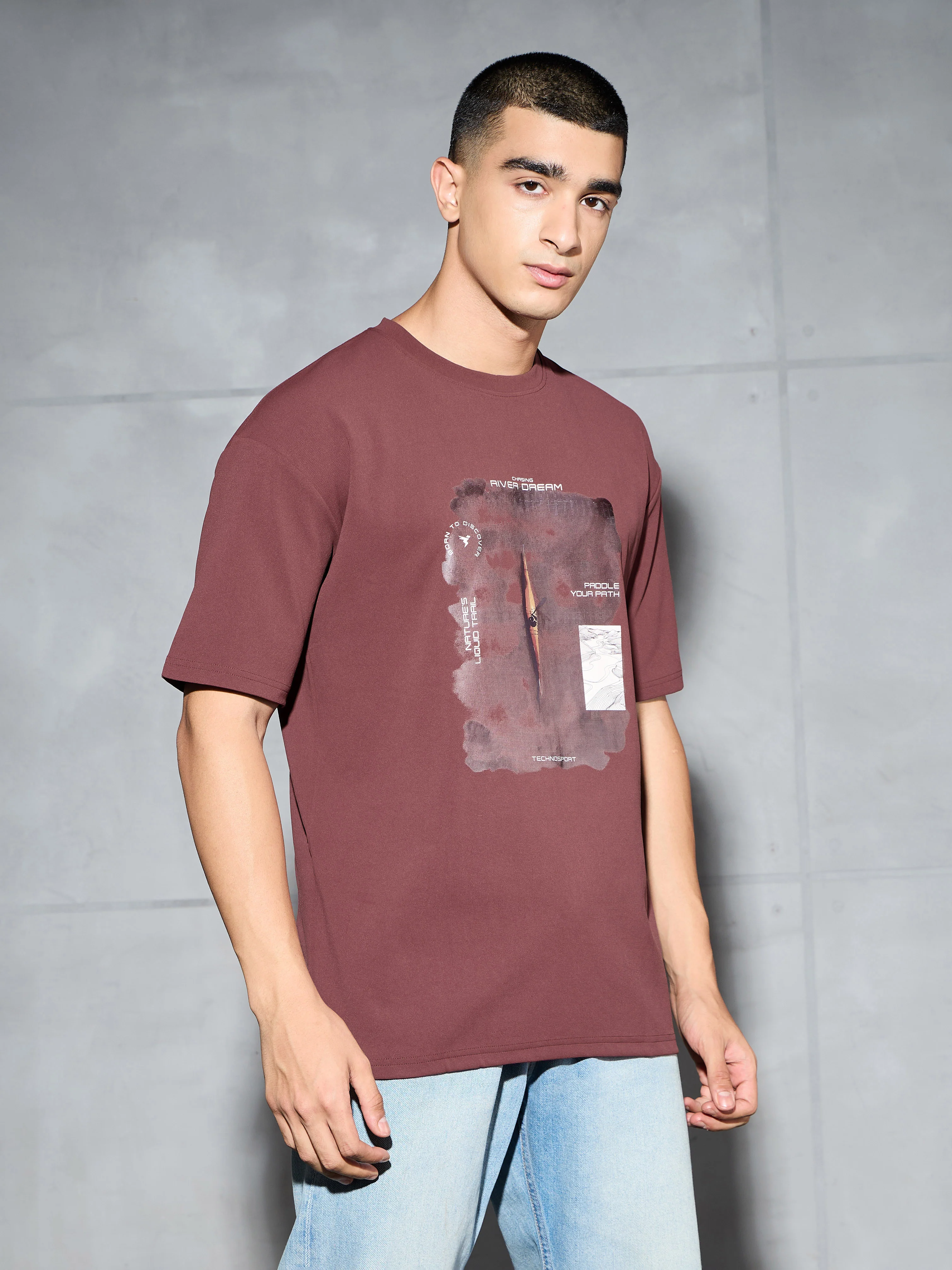 Men Printed Oversized Round Neck Sports T-shirt with ELASTO PLUS - Image 4