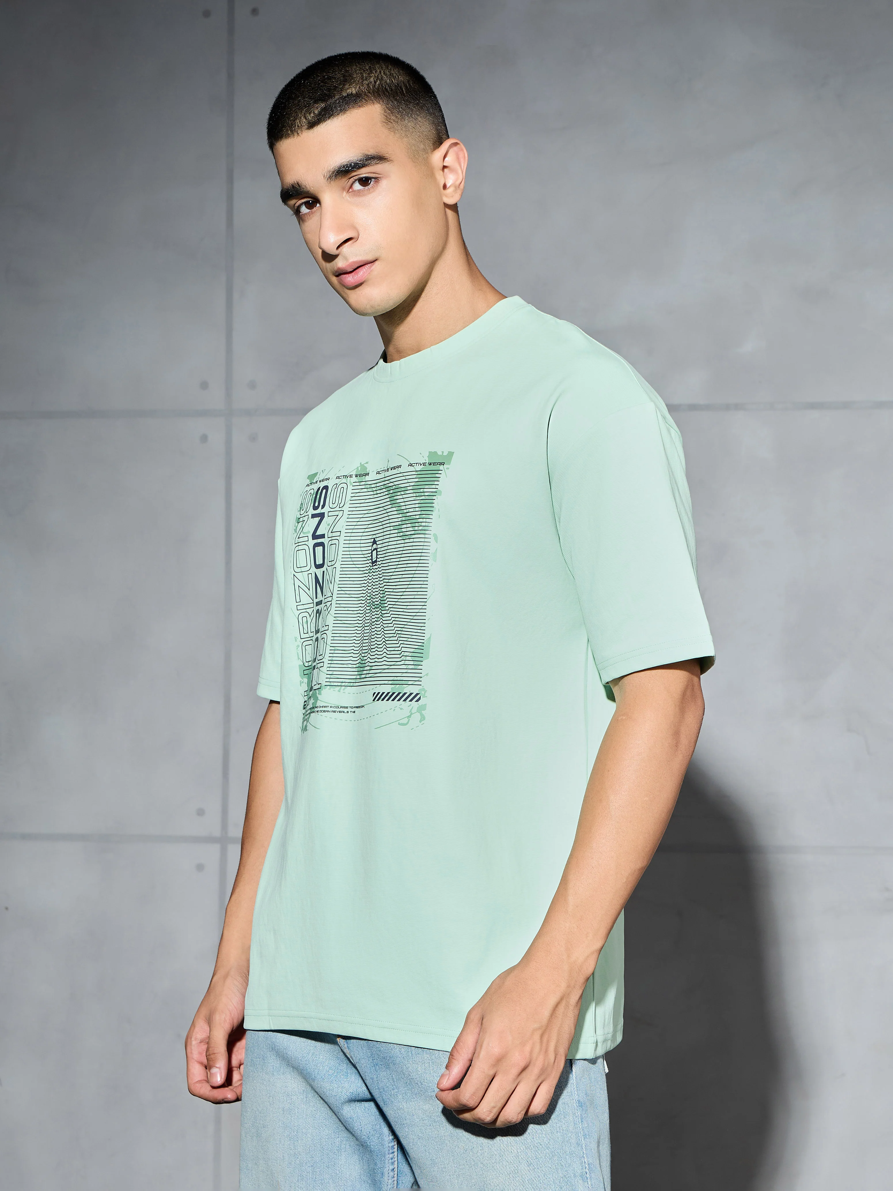 Men Printed Oversized Round Neck Sports T-shirt with ELASTO PLUS - Image 4