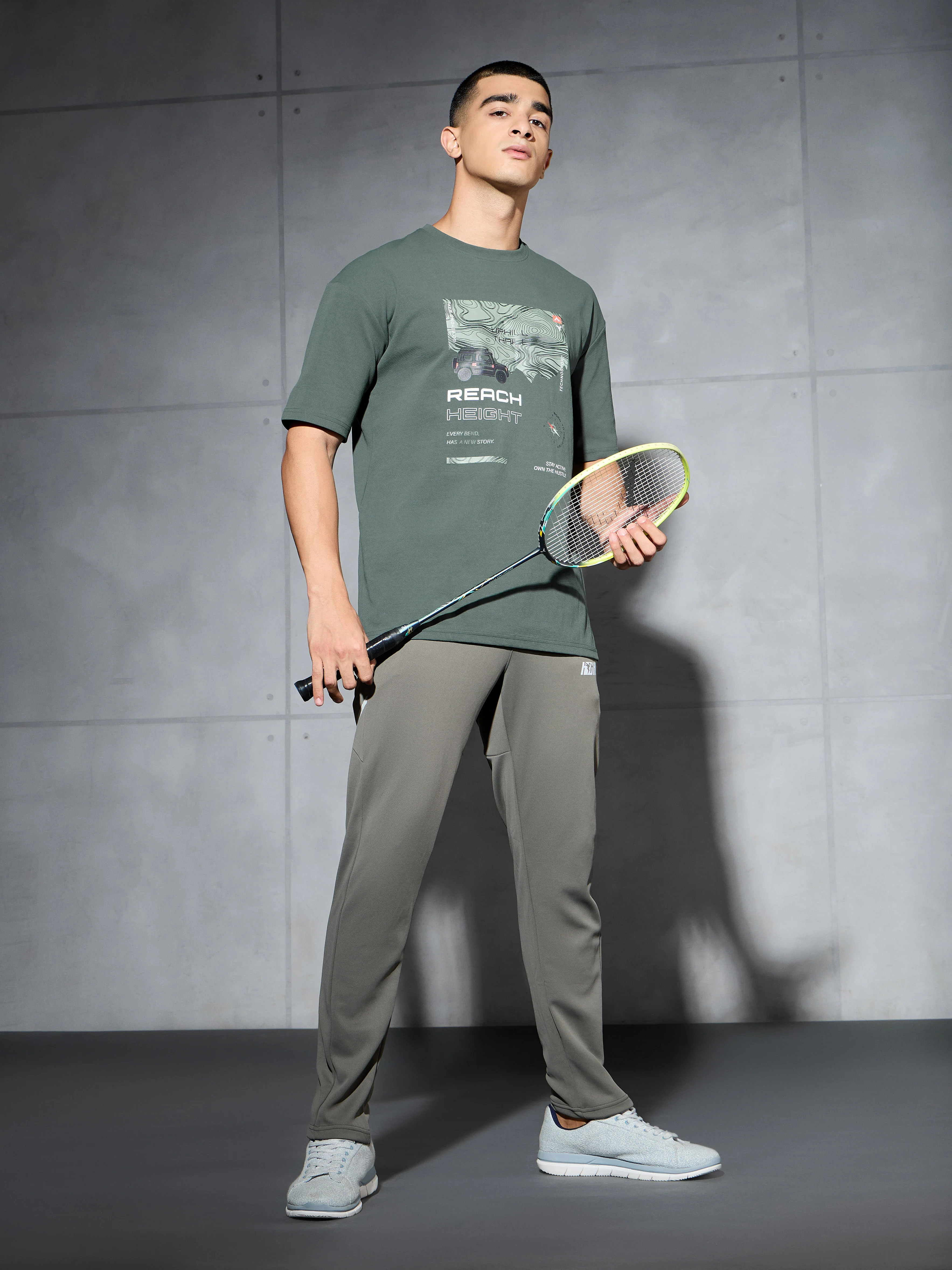 Men Printed Oversized Round Neck Sports T-shirt with ELASTO PLUS - Image 5