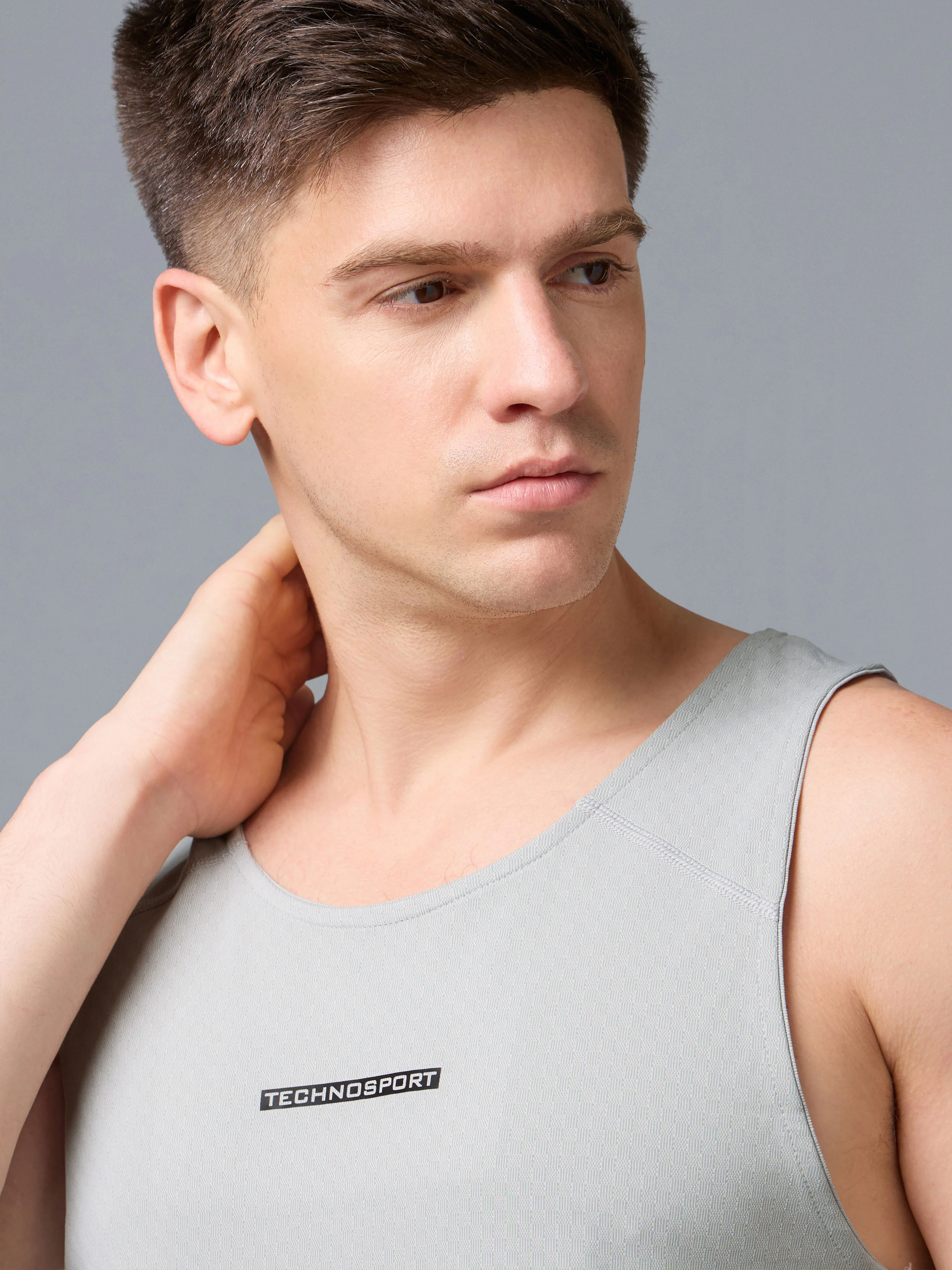 Men Jacquard Slim Fit Crew Neck Innerwear Vest with ELASTO LITE - Image 4