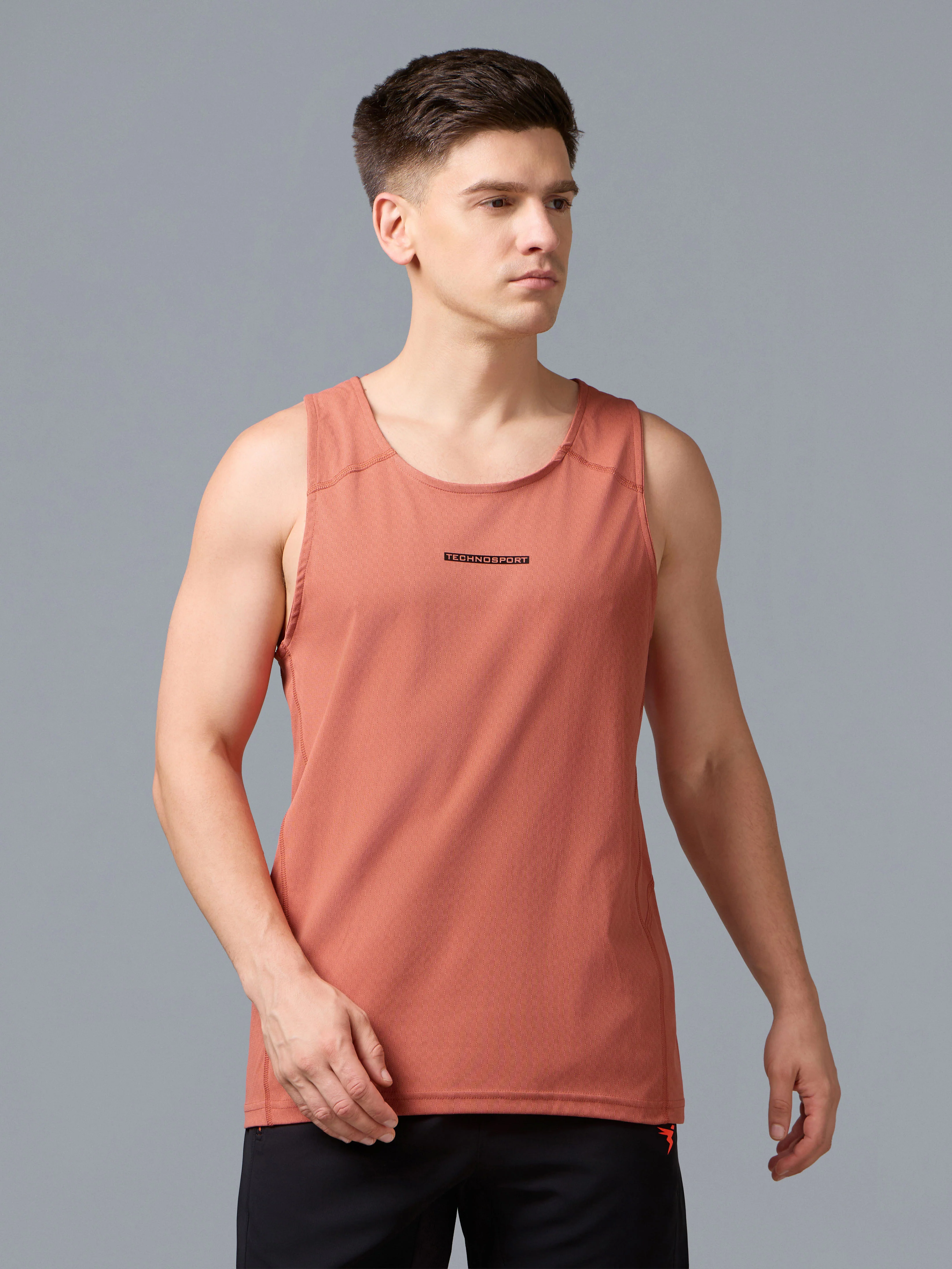 Men Jacquard Slim Fit Crew Neck Innerwear Vest with ELASTO LITE - Image 2