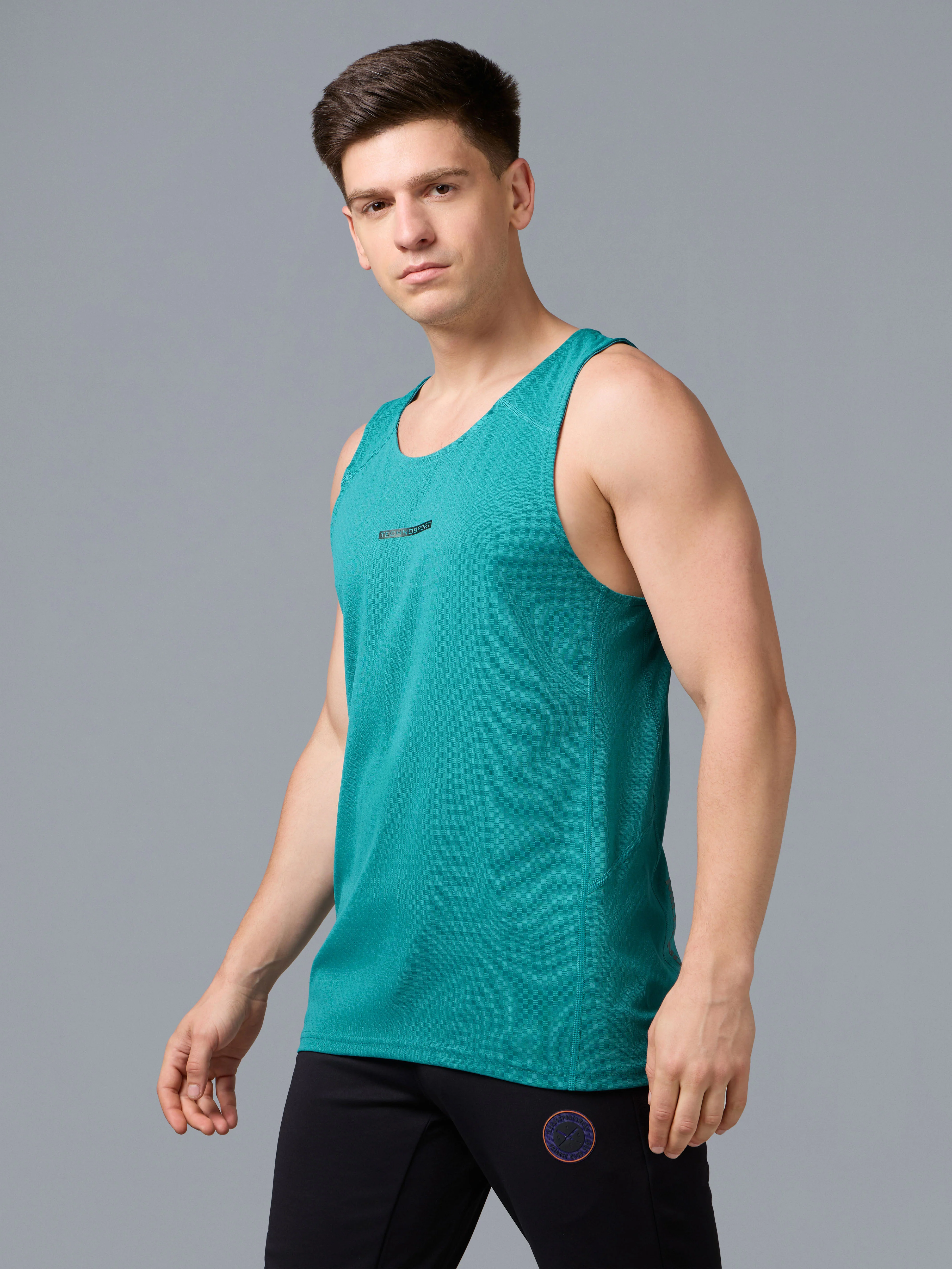 Men Jacquard Slim Fit Crew Neck Innerwear Vest with ELASTO LITE - Image 5