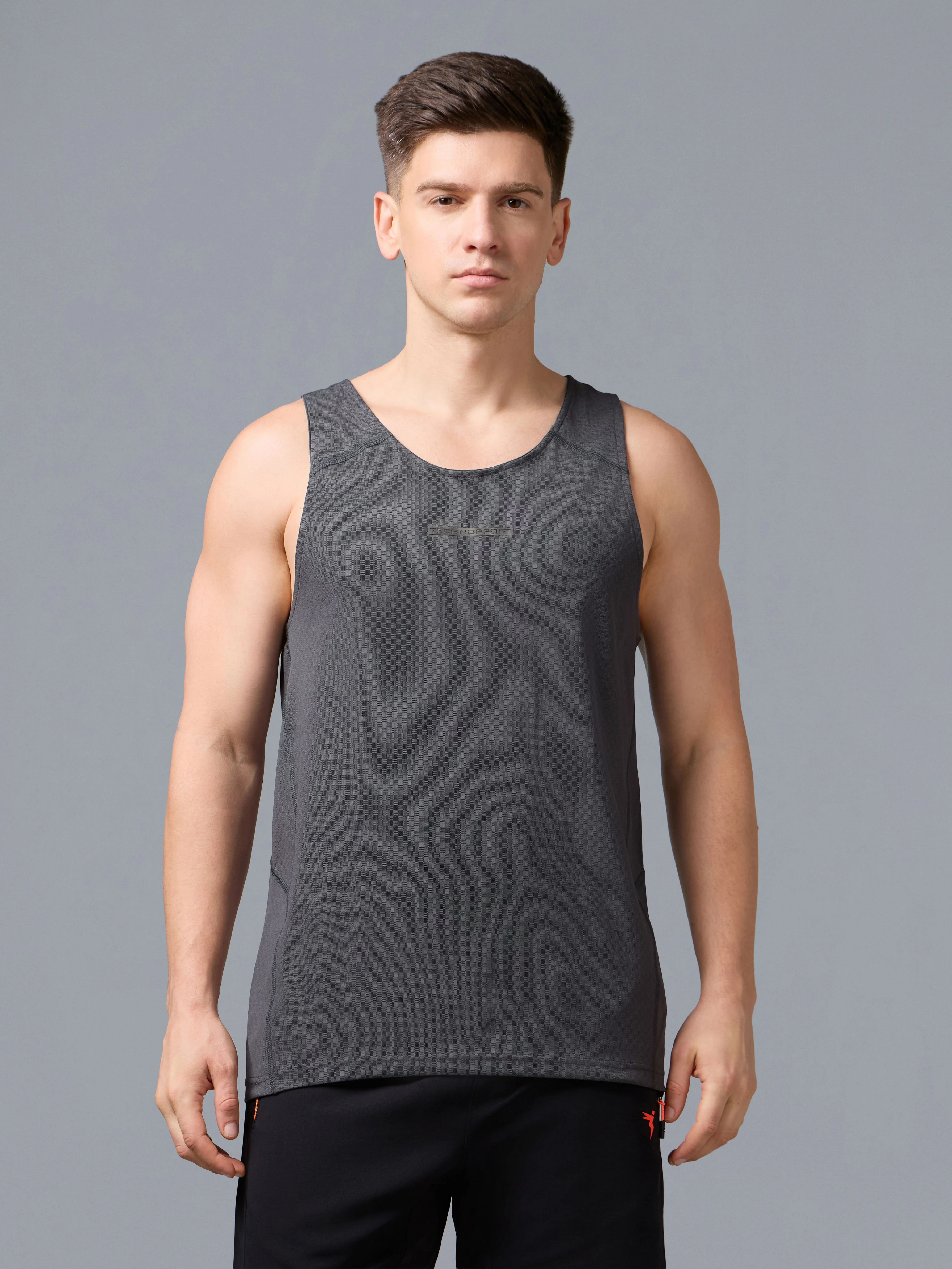Men Jacquard Slim Fit Crew Neck Innerwear Vest with ELASTO LITE - Image 2