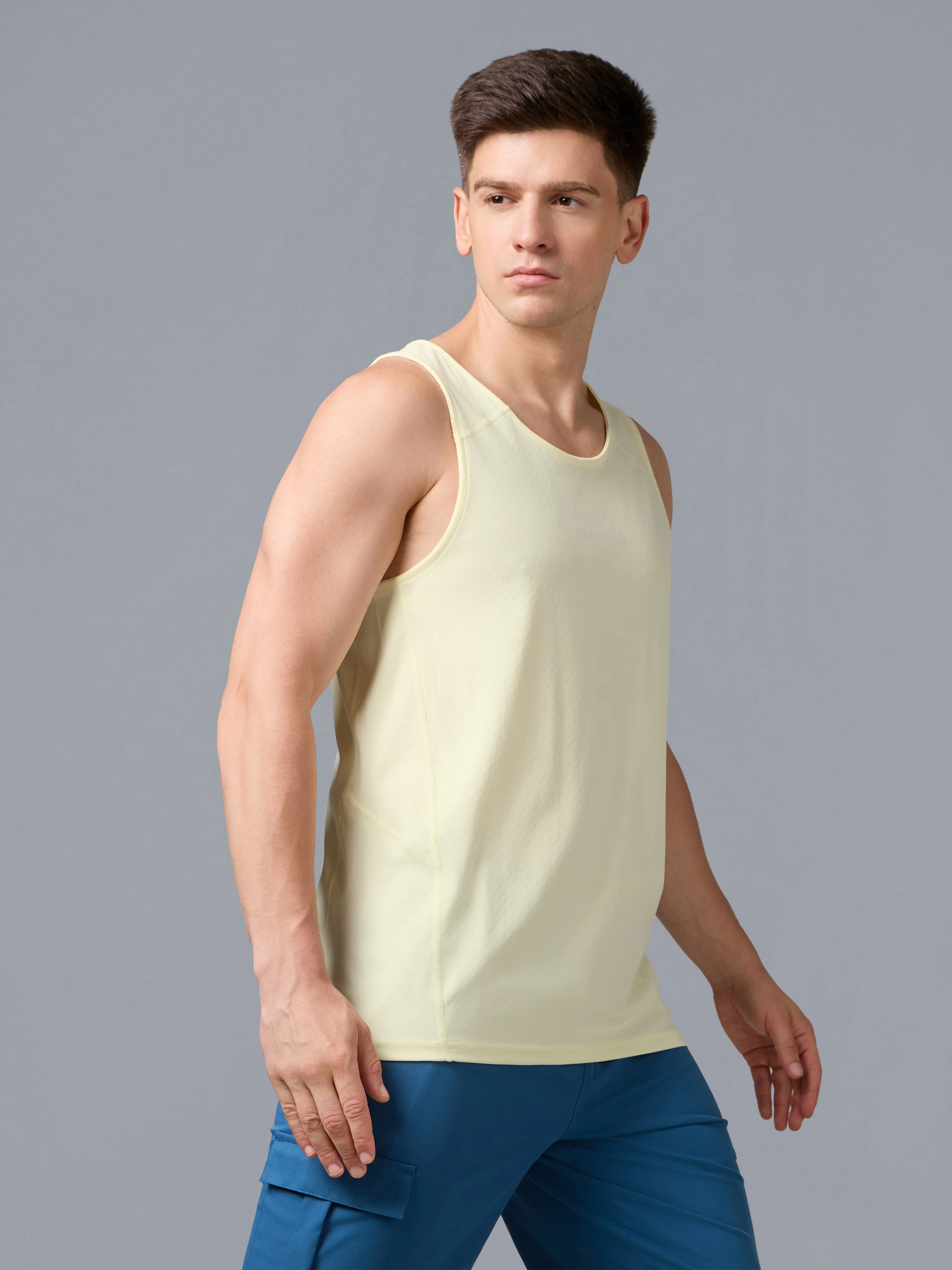 Men Jacquard Slim Fit Crew Neck Innerwear Vest with ELASTO LITE - Image 5