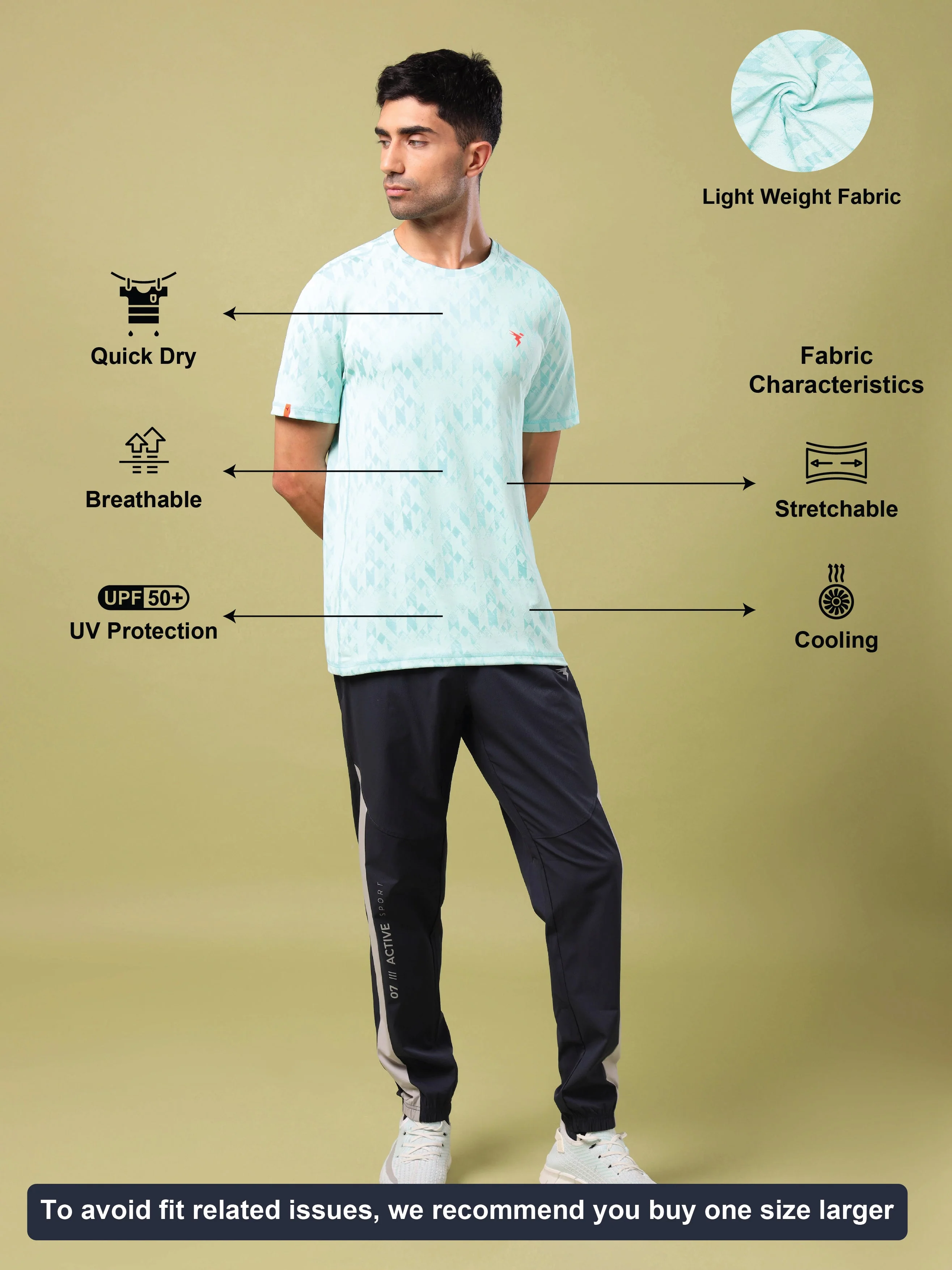 Men Jacquard Slim Fit Crew Neck T-shirt with DOUBLE COOL - Image 4