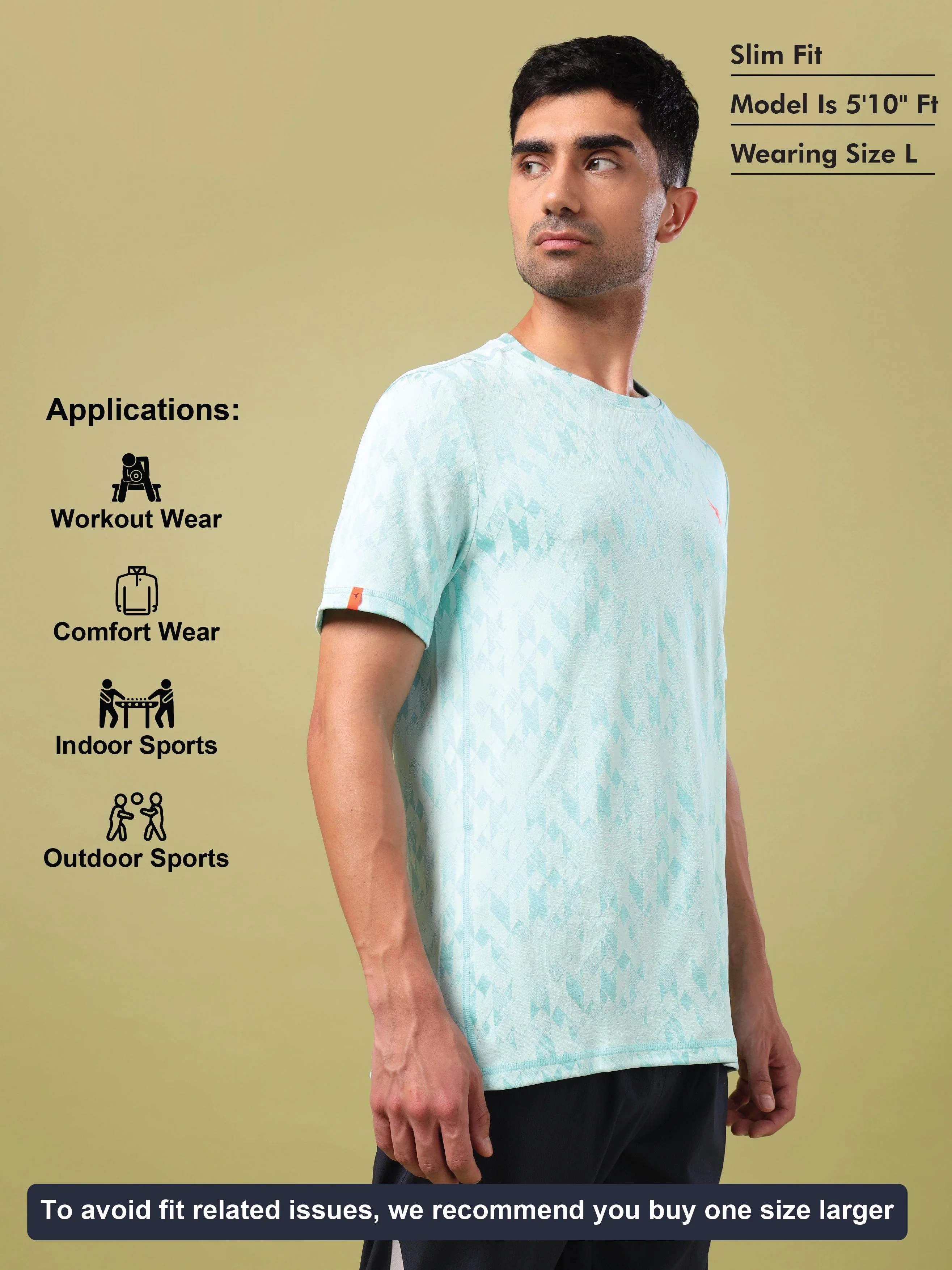 Men Jacquard Slim Fit Crew Neck T-shirt with DOUBLE COOL - Image 5