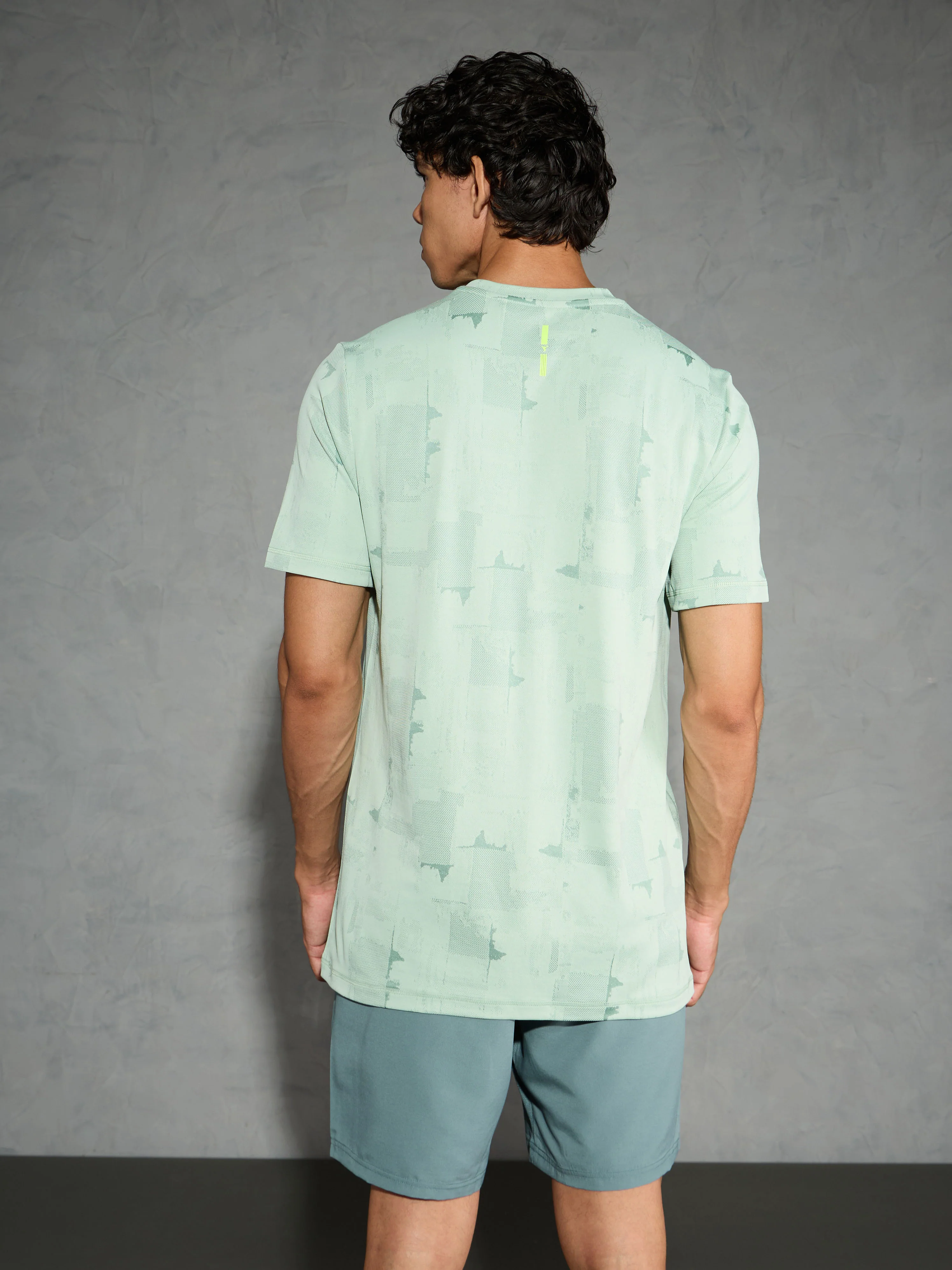 Men Jacquard Slim Fit Crew Neck T-shirt with DOUBLE COOL - Image 3