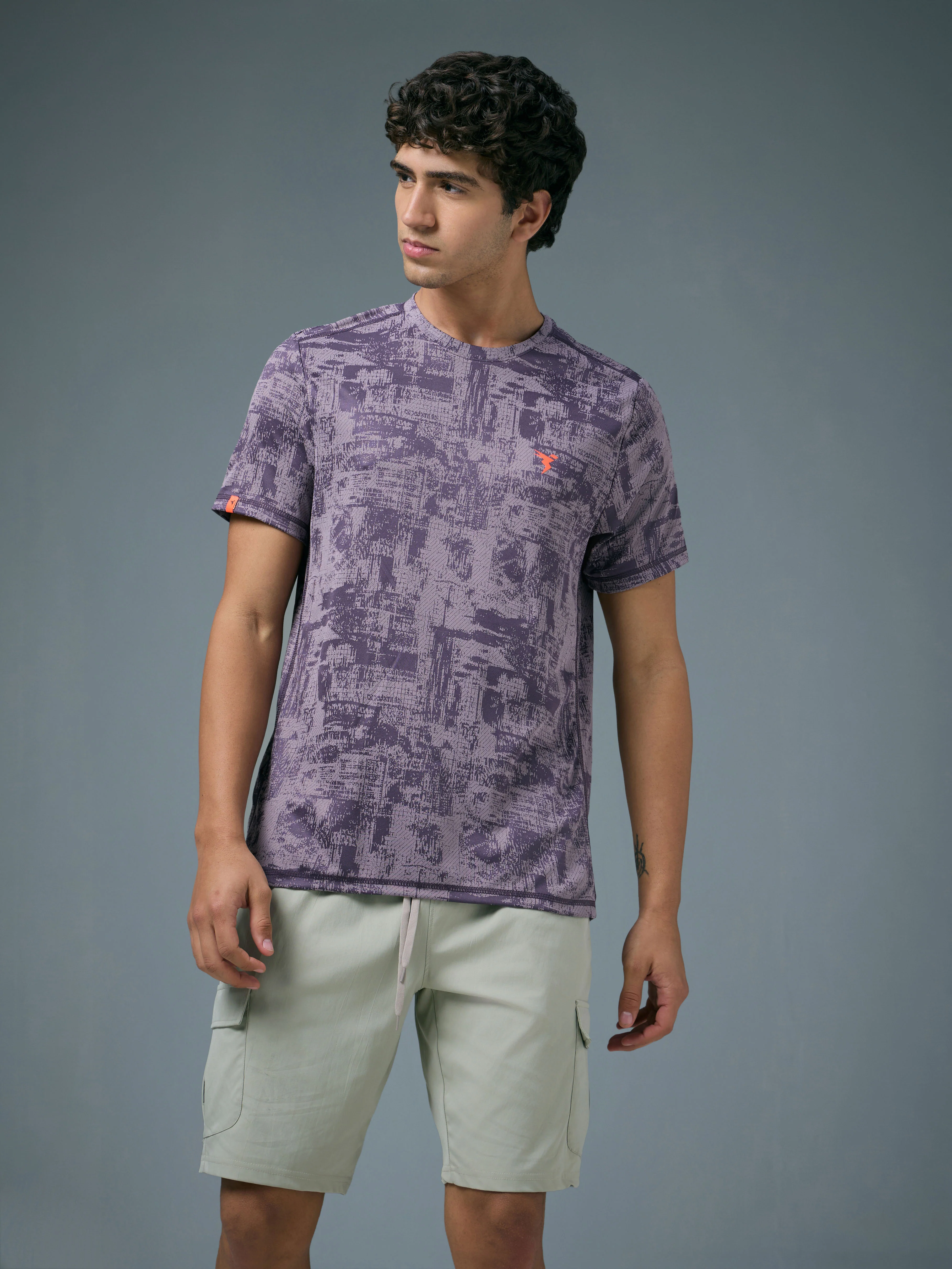 Men Jacquard Slim Fit Crew Neck T-shirt with DOUBLE COOL - Image 2