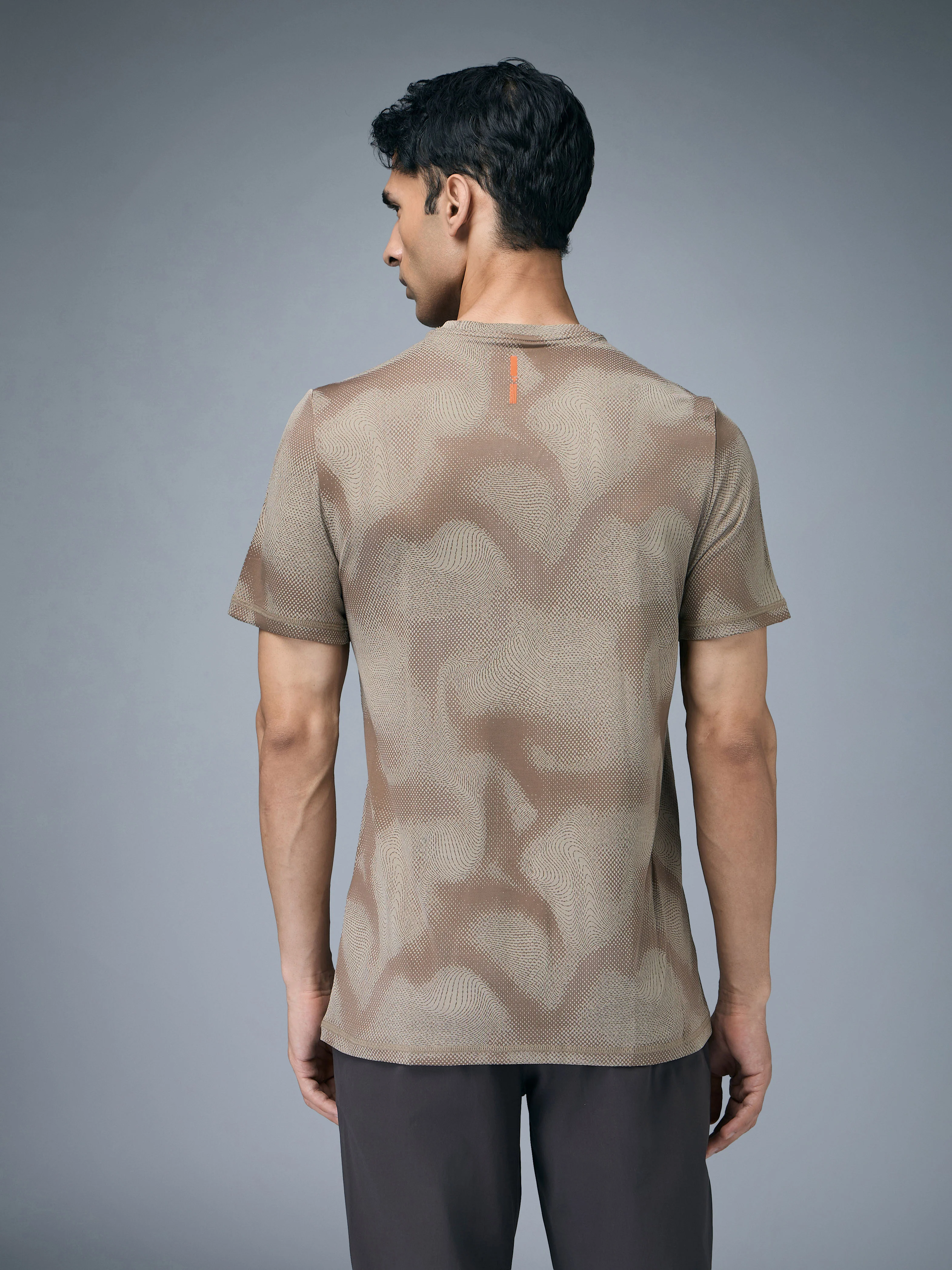 Men Jacquard Slim Fit Crew Neck T-shirt with DOUBLE COOL - Image 2
