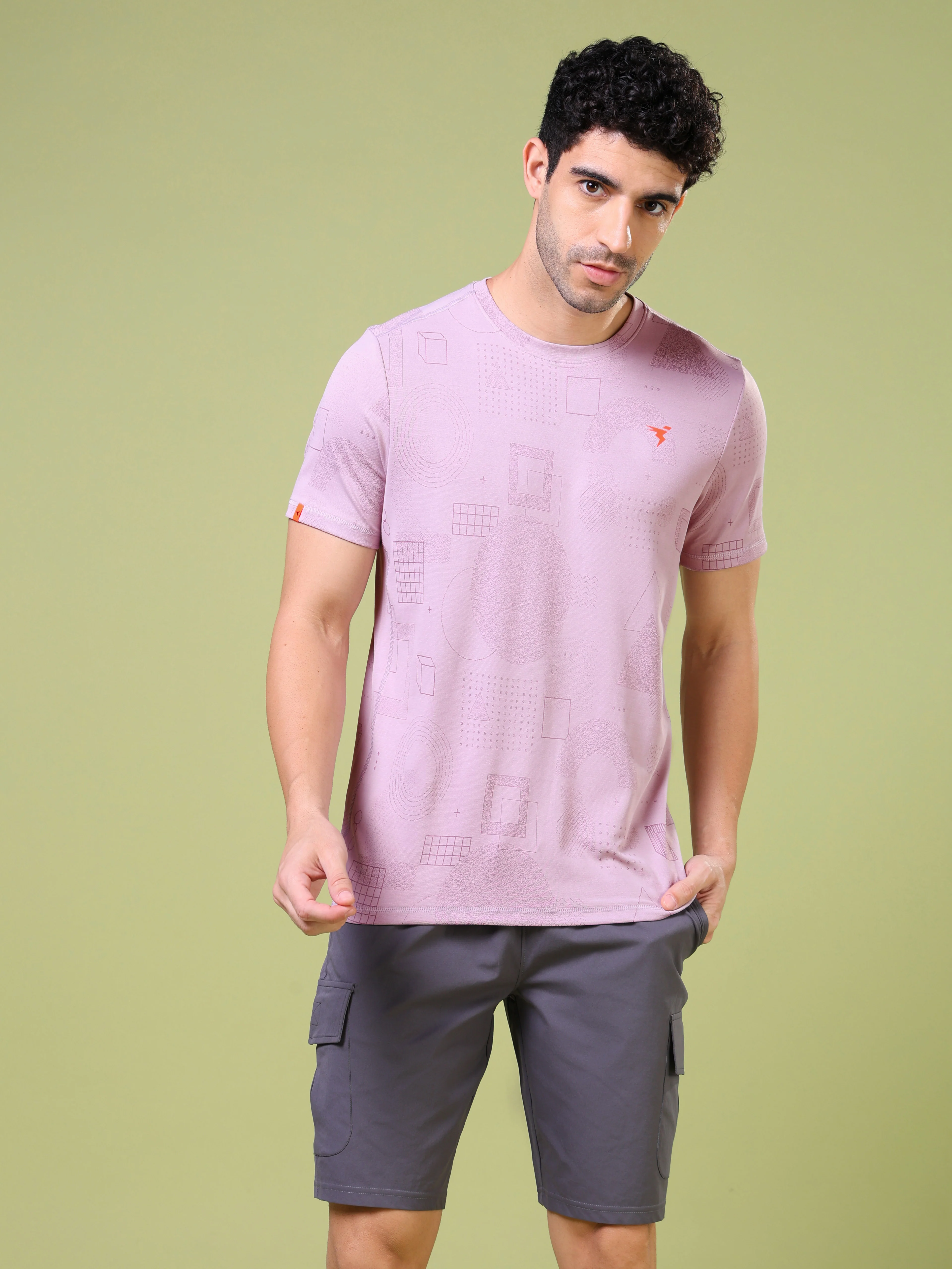 Men Jacquard Slim Fit Crew Neck T-shirt with DOUBLE COOL - Image 2