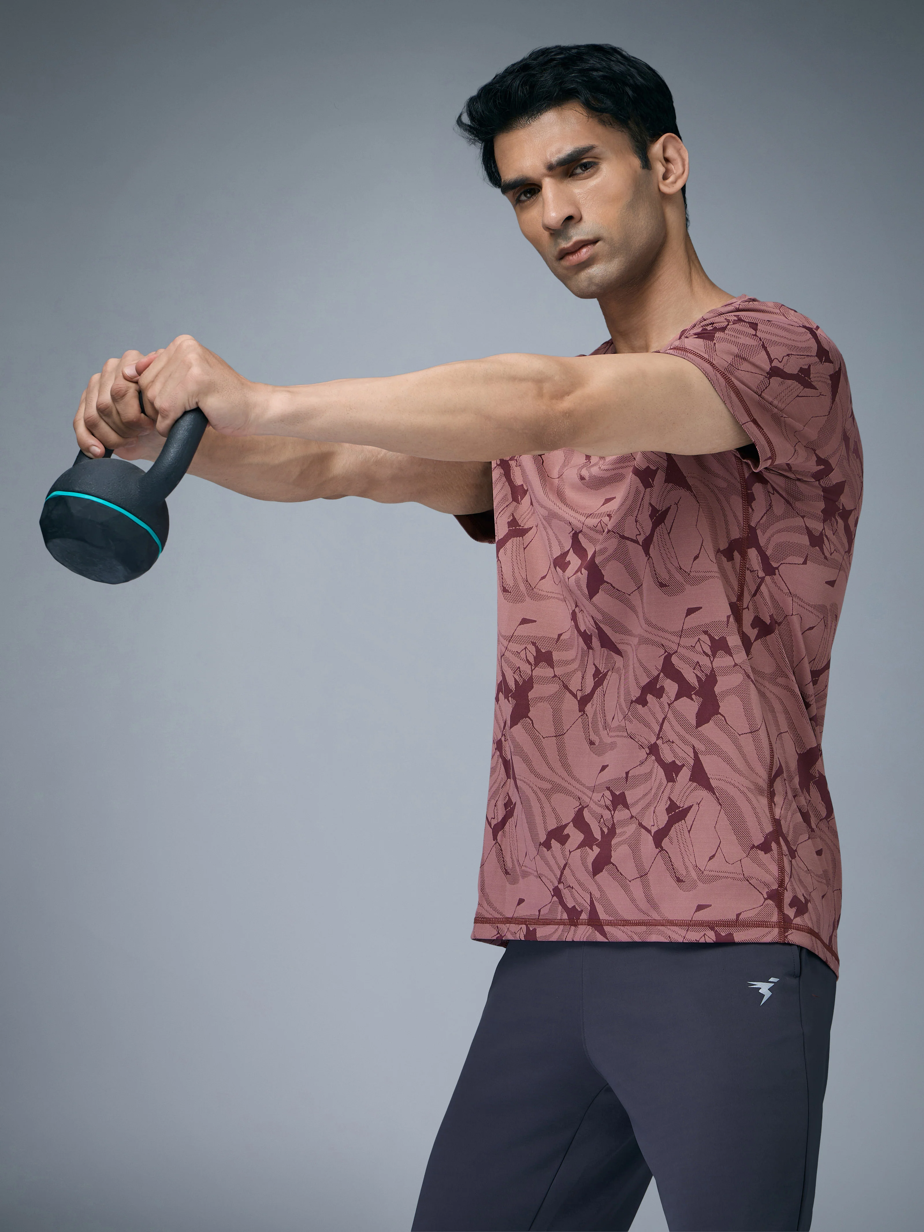 Men Jacquard Slim Fit Crew Neck T-shirt with DOUBLE COOL