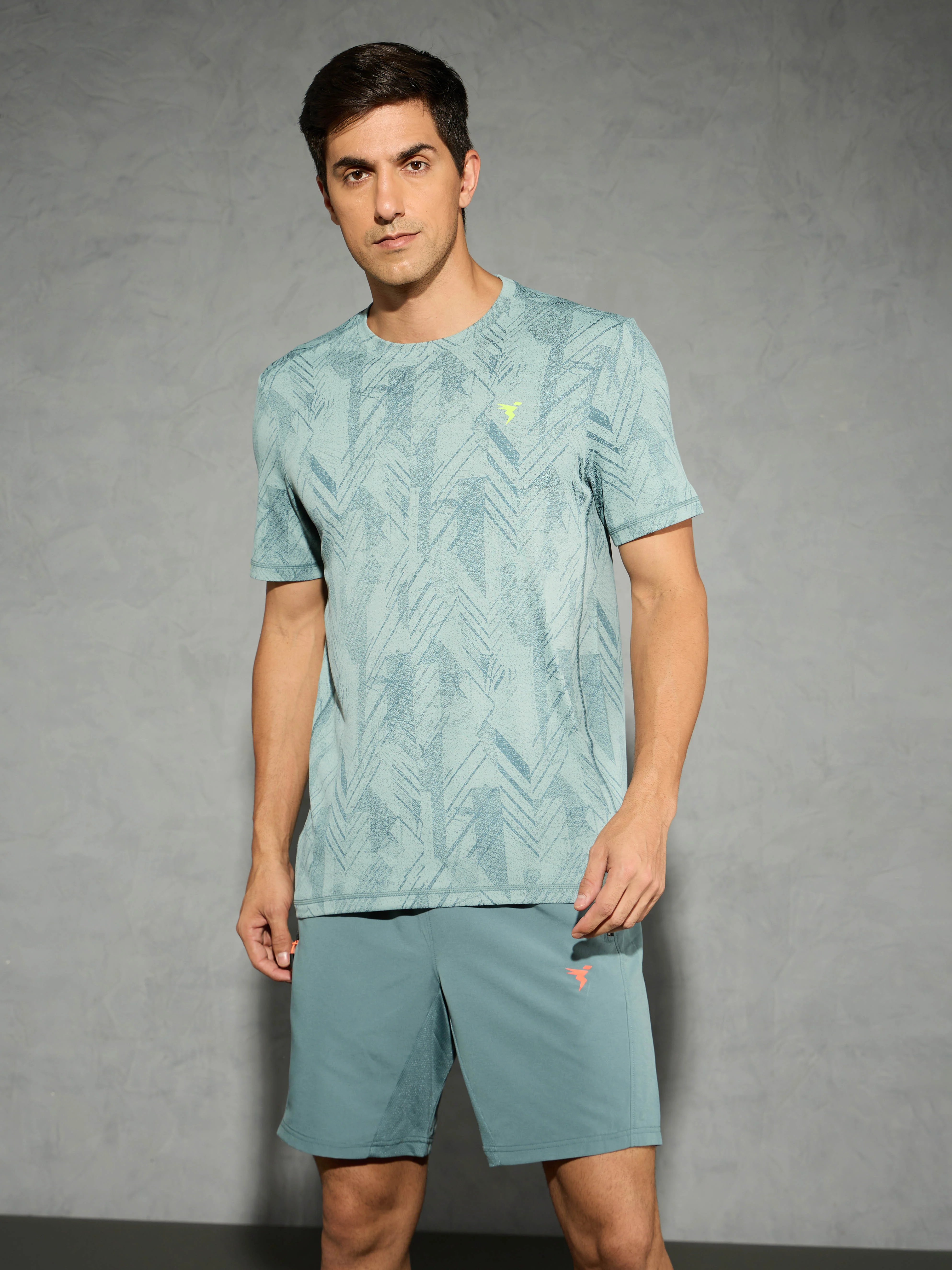 Men Jacquard Slim Fit Crew Neck T-shirt with DOUBLE COOL - Image 2